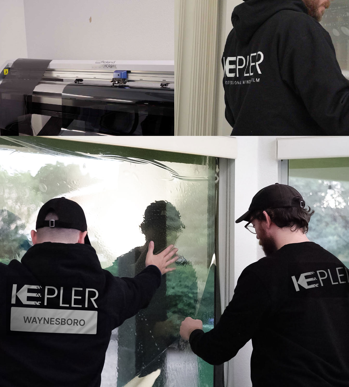 Expert Technician Fitting Ceramic Window Tint to Home in Waynesboro