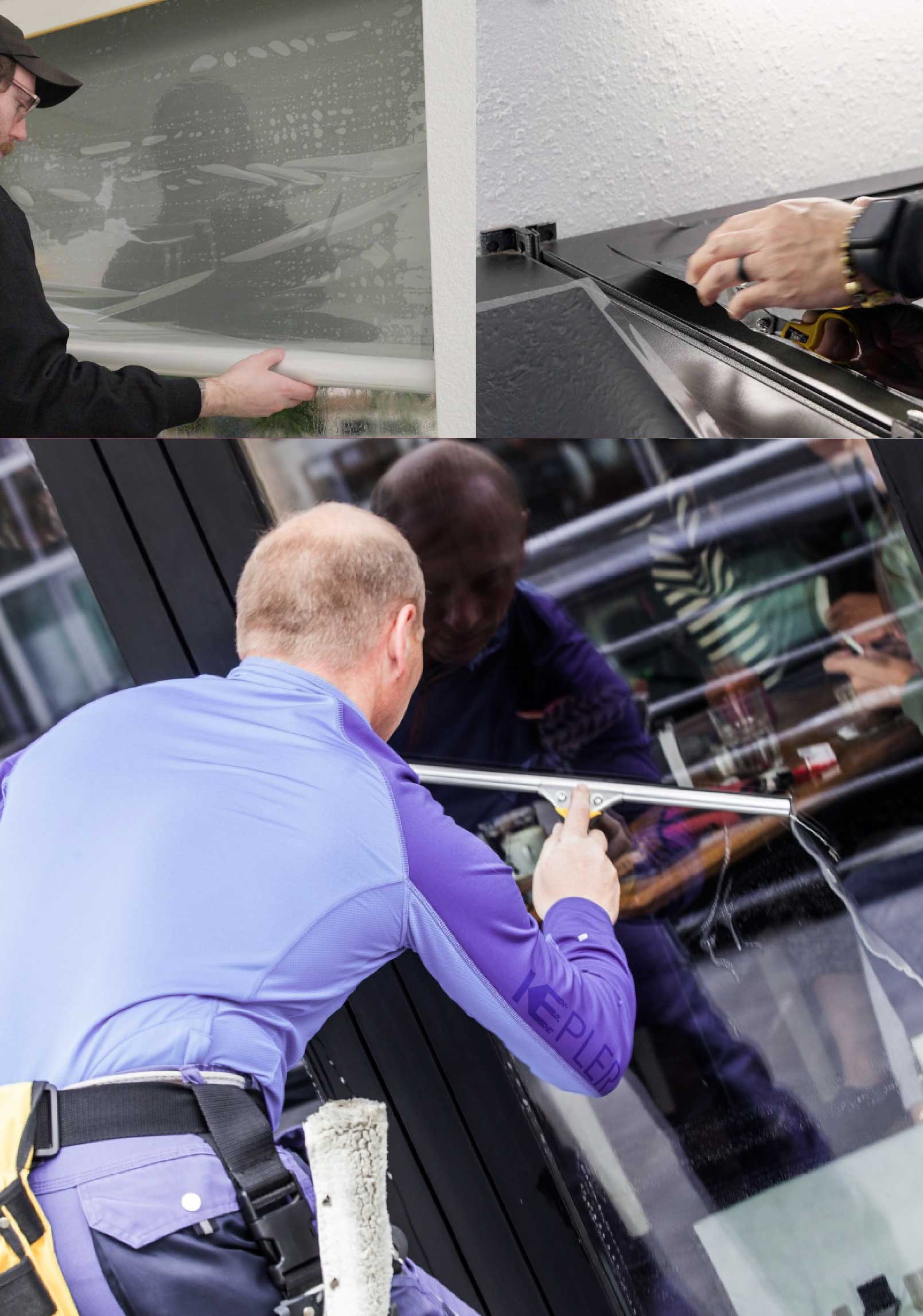 Kepler Skilled Applying Anti-Graffiti Window Film to a Ventura Shop Front