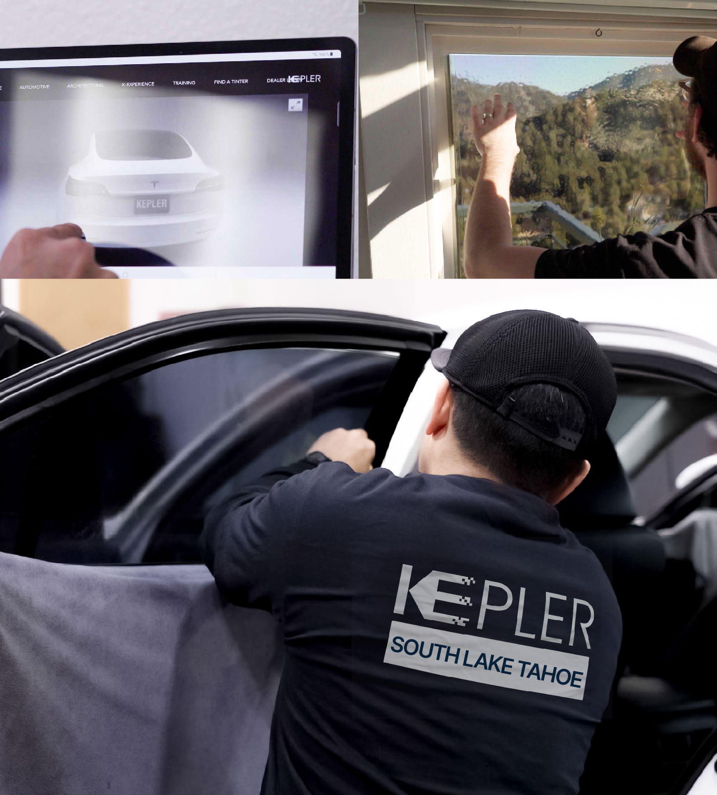 Automotive Window Tinting Expert Applying Film in South Lake Tahoe, California