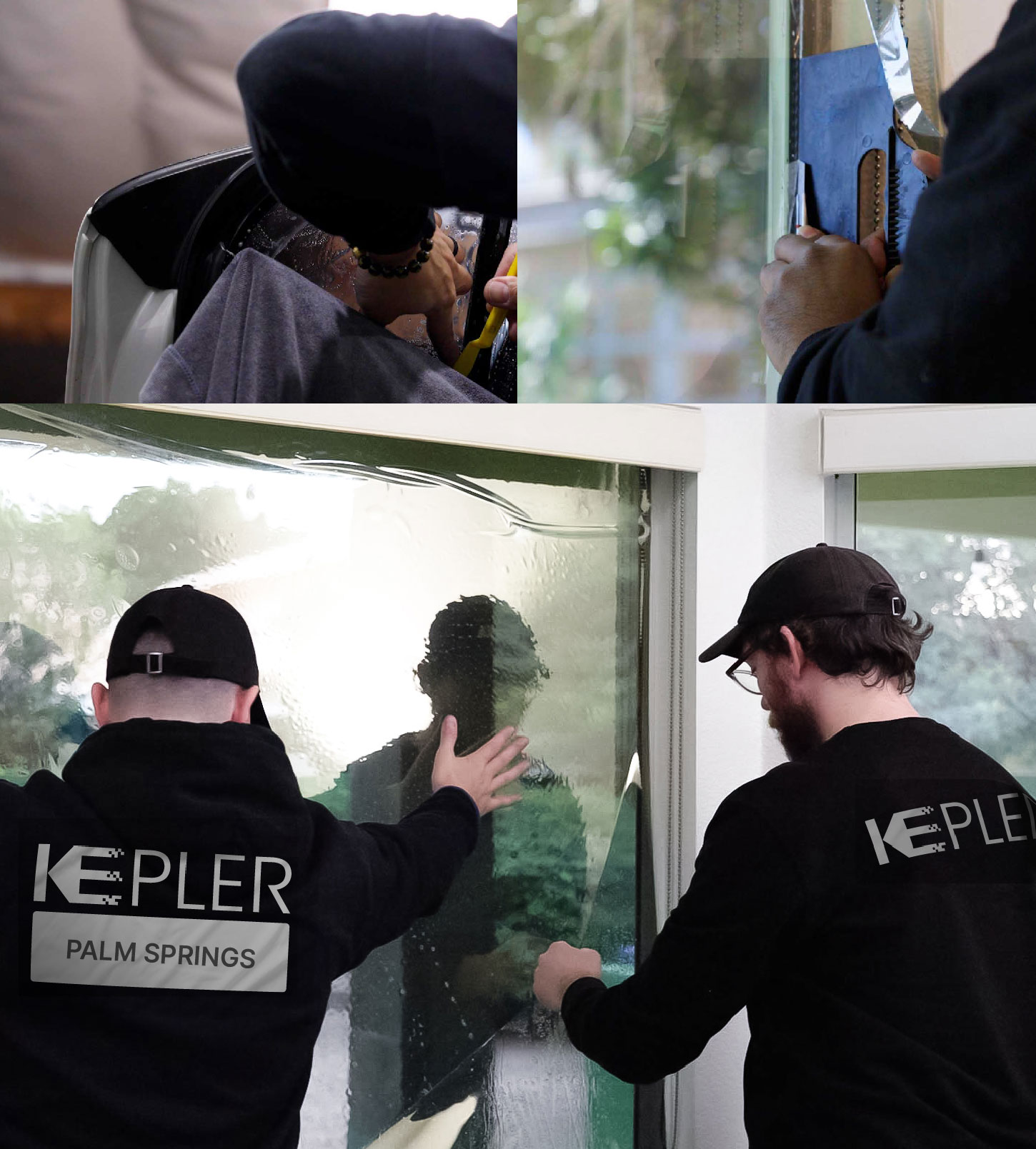 Kepler Technician Installing Ceramic Window Tint to Home in Palm Springs
