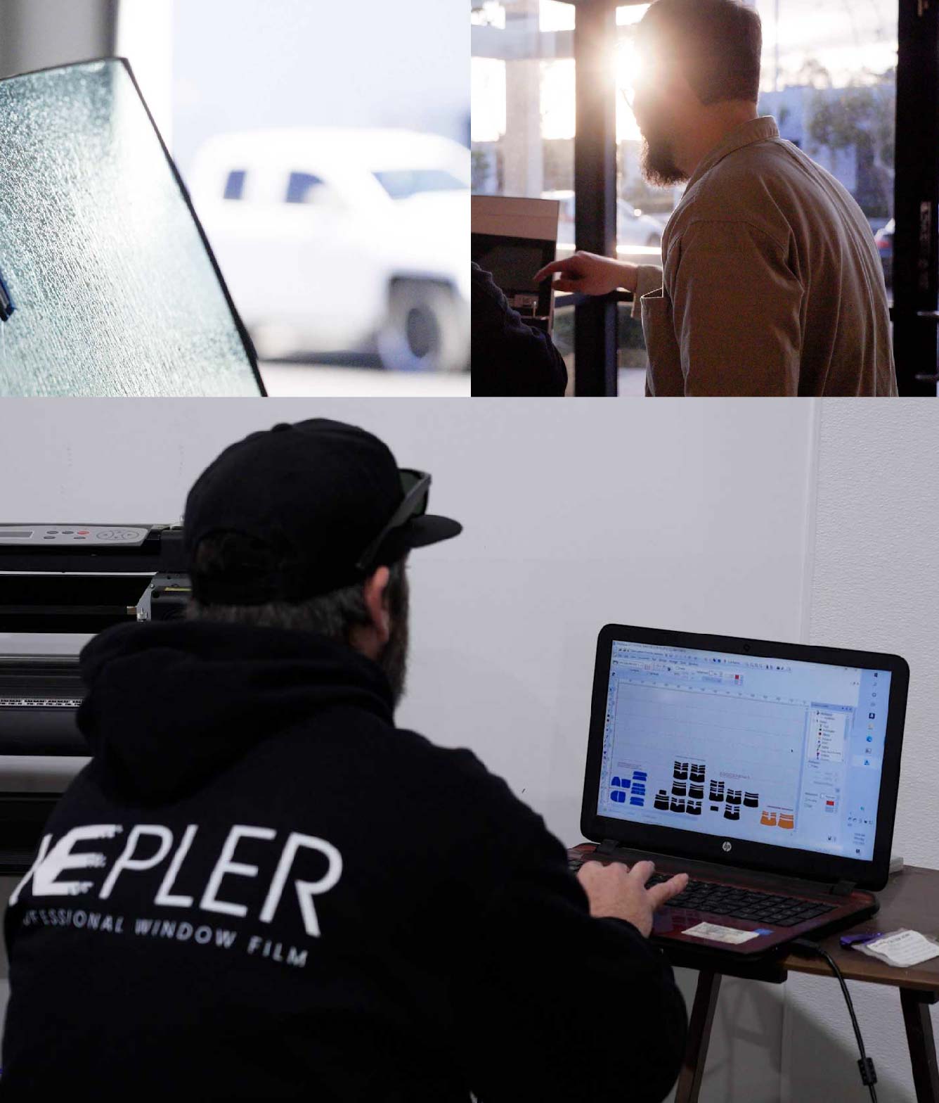 Ceramic Window Tinting Expert Cutting Film in New Haven, Indiana