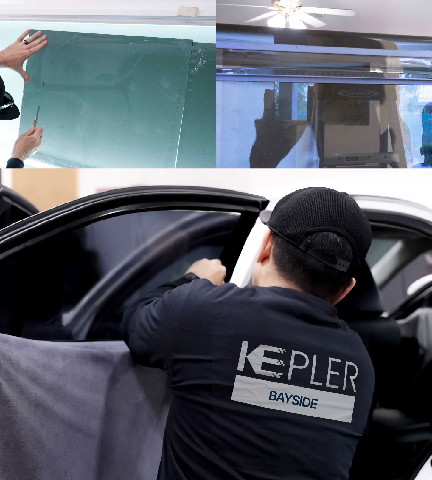 Automotive Window Tinting Expert Applying Film in Bayside, California