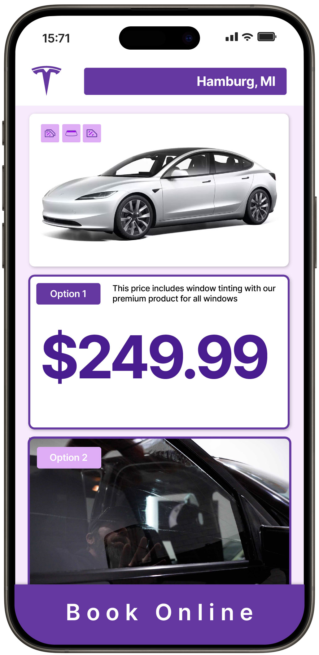 View Competitive Tesla Window Tinting Rates in Hamburg, Michigan