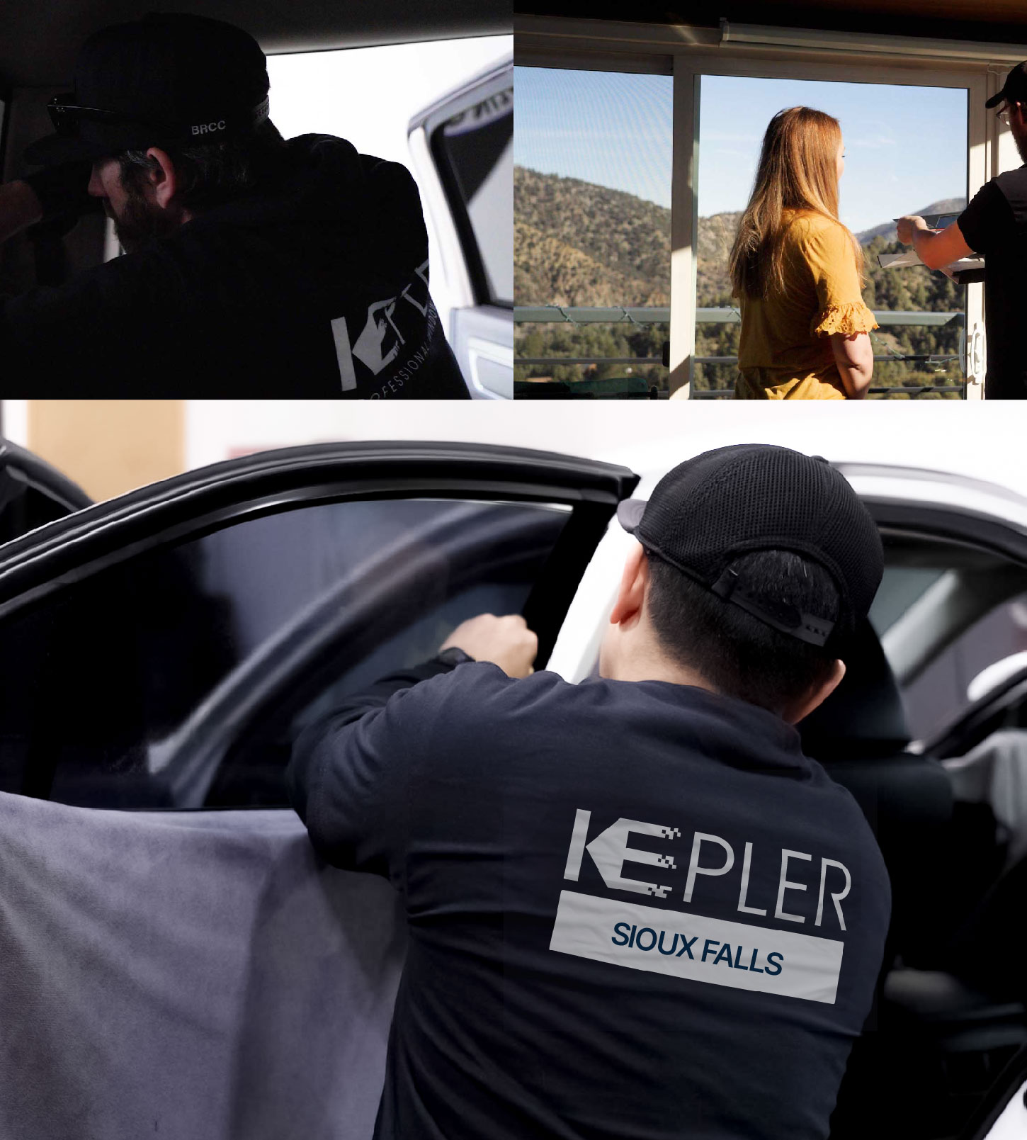 Automotive Window Tinting Expert Applying Film in Sioux Falls, South Dakota