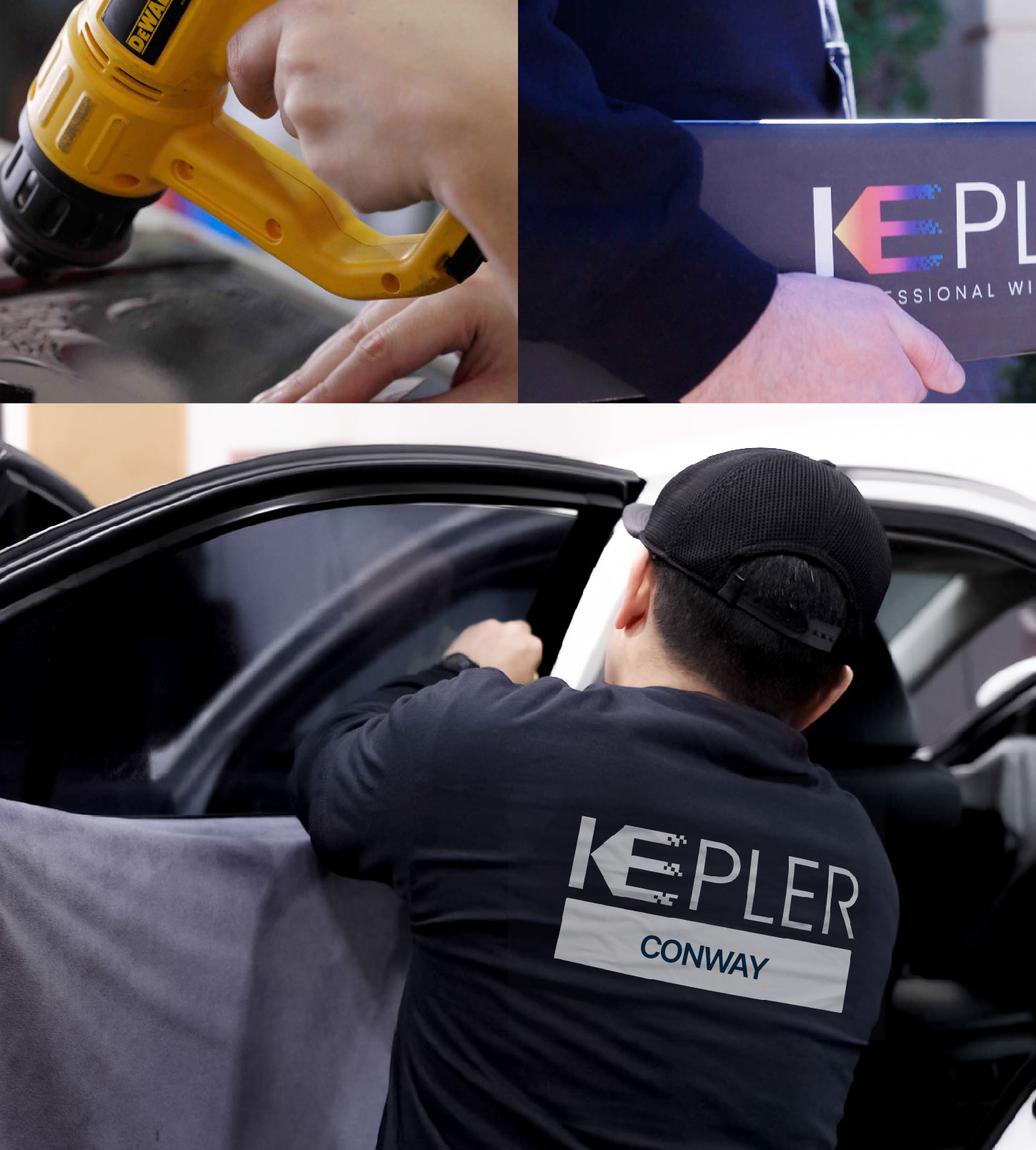 Automotive Window Tinting Expert Applying Film in Conway, Arkansas