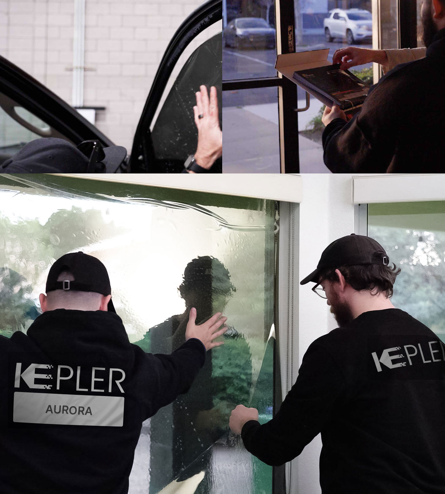 Expert Technician Applying High-tech Window Tint to Home in Aurora
