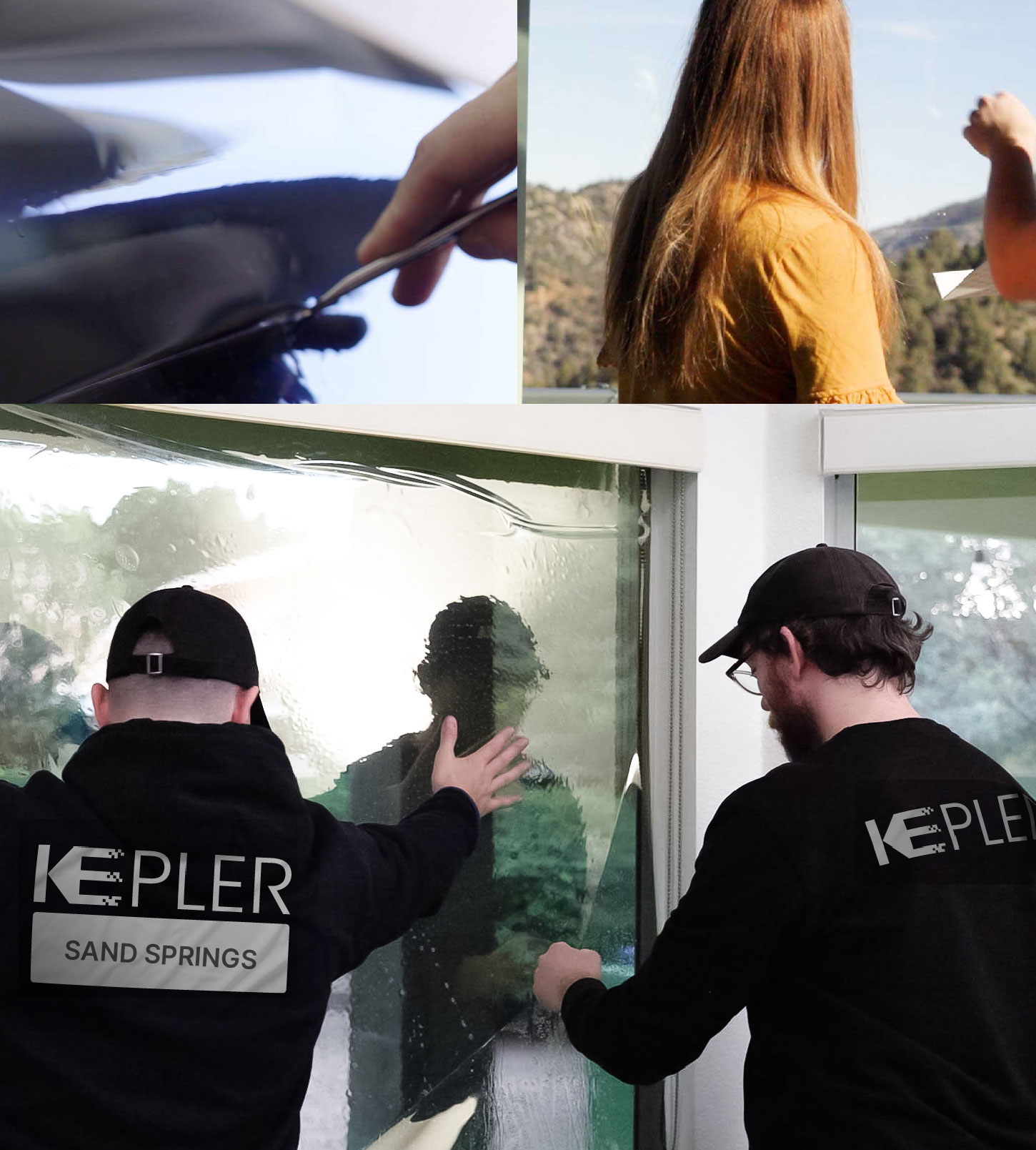 Kepler Technician Fitting High-tech Window Tint to Home in Sand Springs