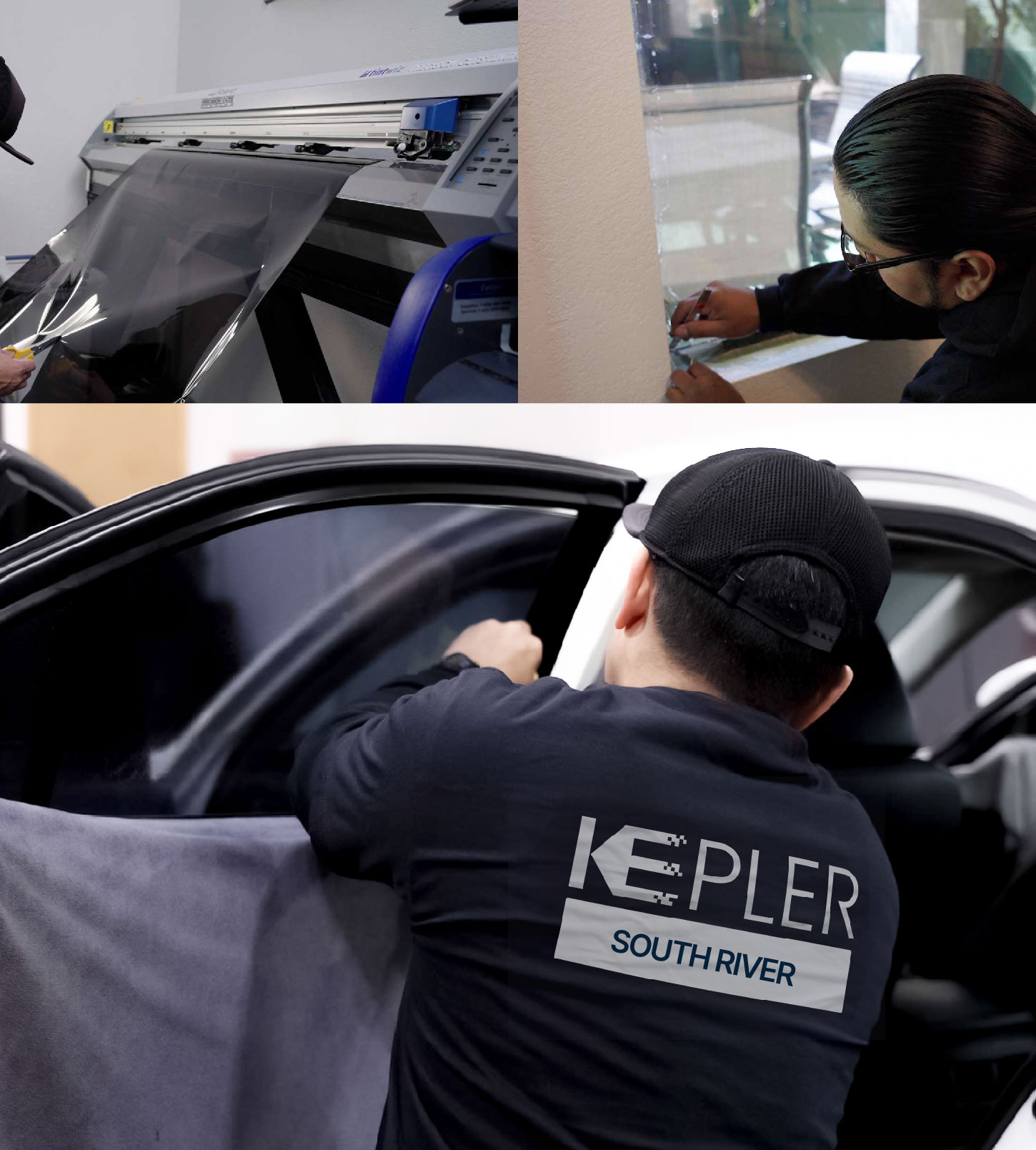 Automotive Window Tinting Expert Applying Film in South River, New Jersey