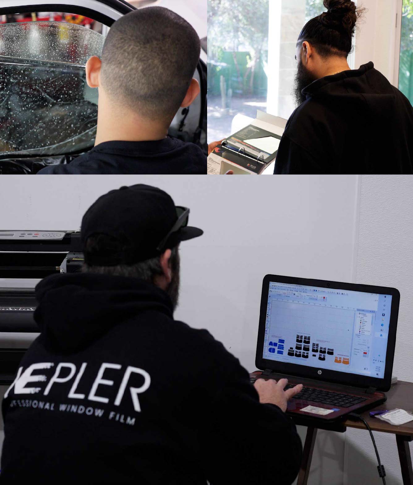 Ceramic Window Tinting Expert Cutting Film in Manteca, California