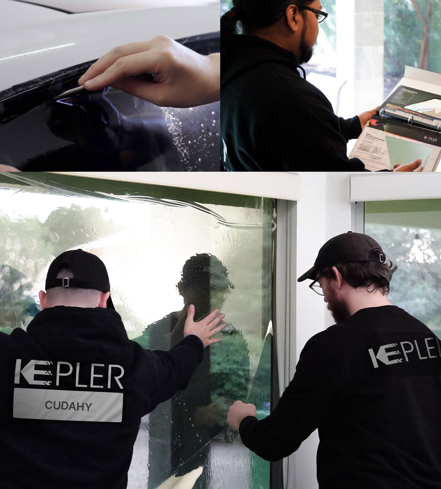 Expert Technician Installing Advanced Window Tint to Home in Cudahy