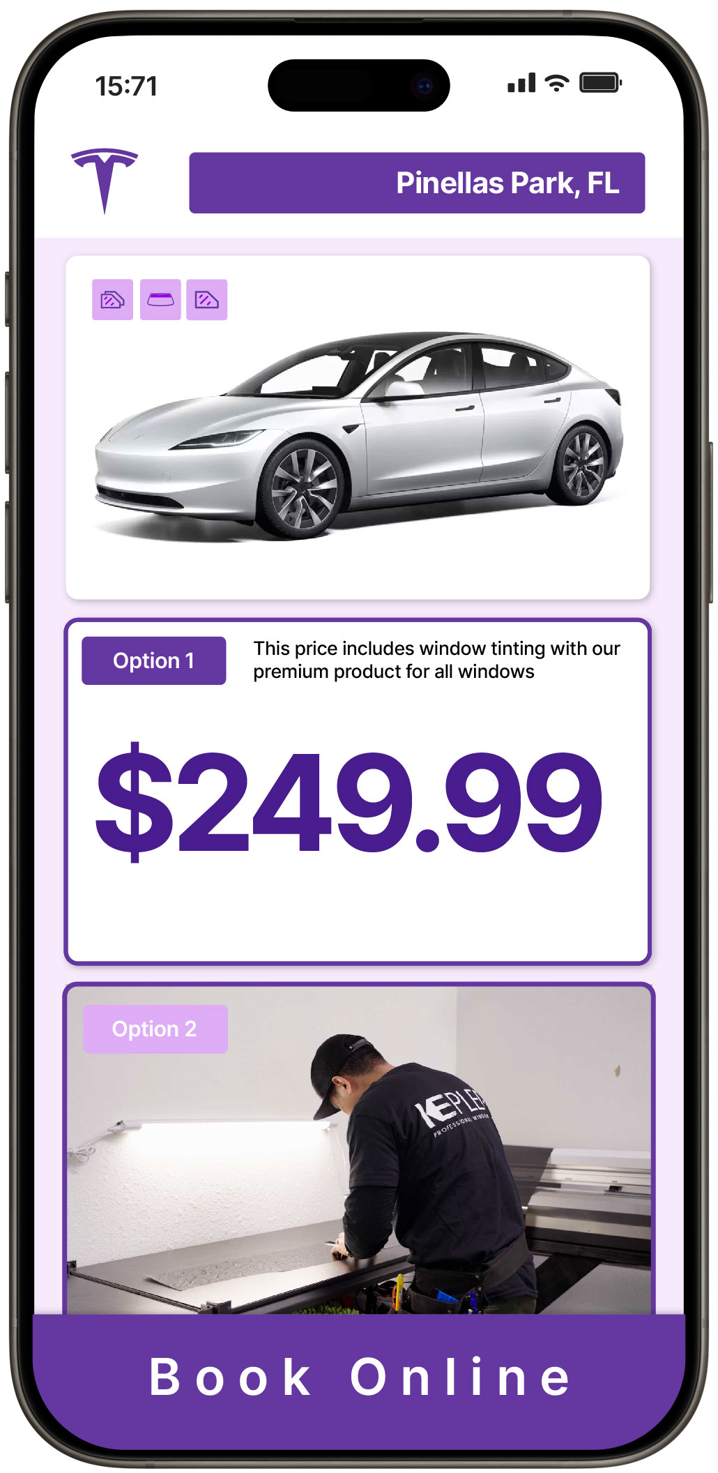 View Affordable Tesla Window Tinting Costs in Pinellas Park, Florida
