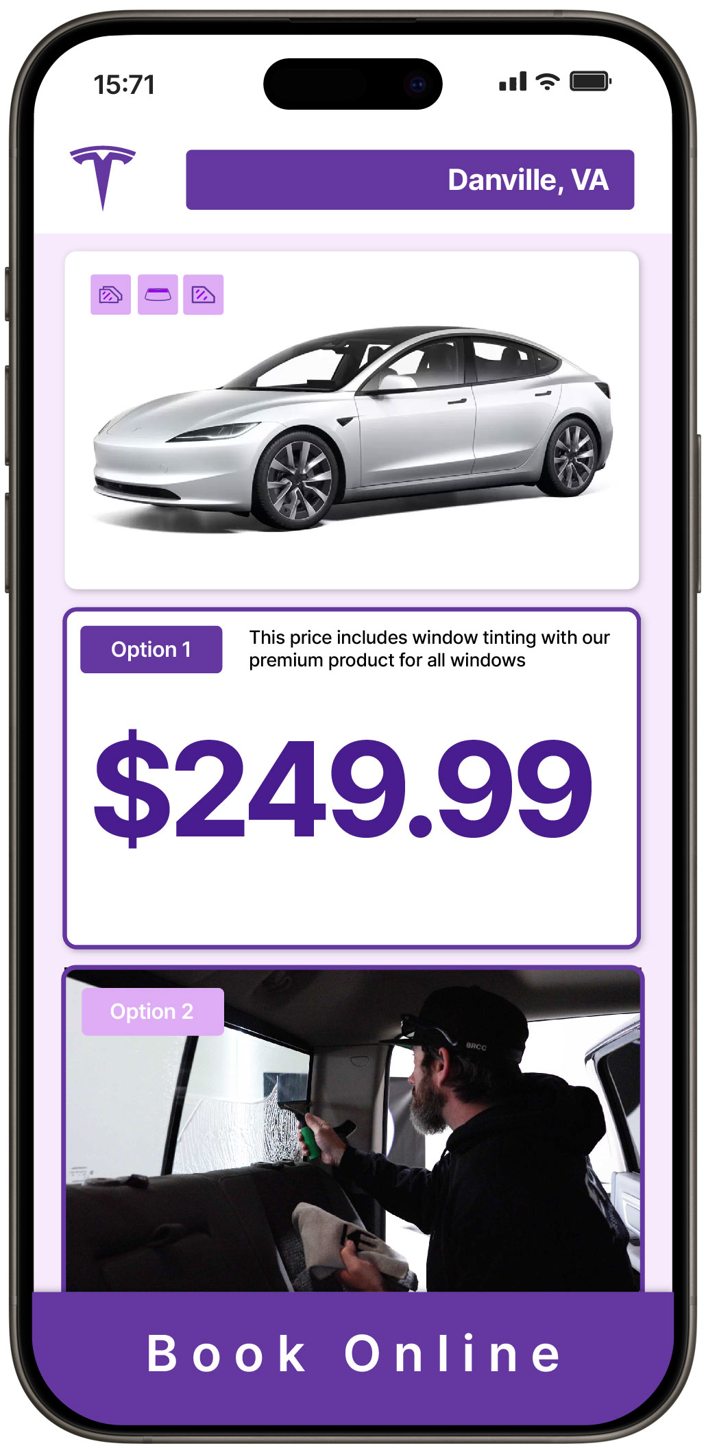 View Competitive Tesla Window Tinting Rates in Danville, Virginia
