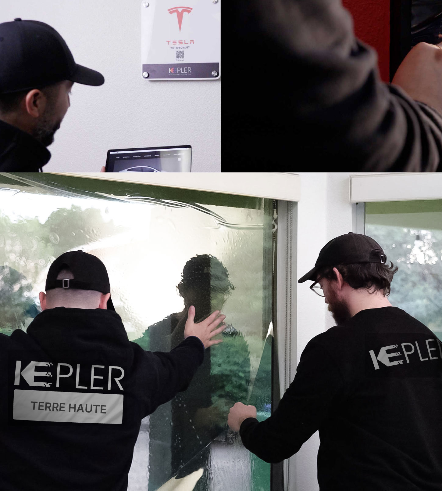 Expert Technician Fitting Ceramic Window Tint to Home in Terre Haute