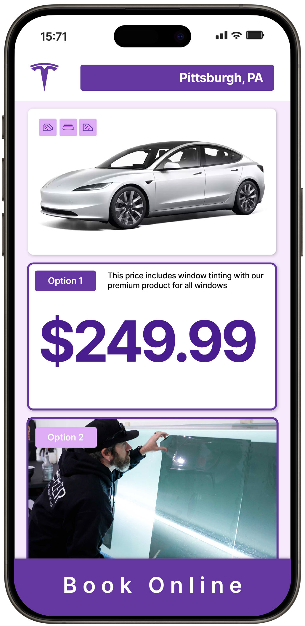 View Competitive Tesla Window Tinting Prices in Pittsburgh, Pennsylvania
