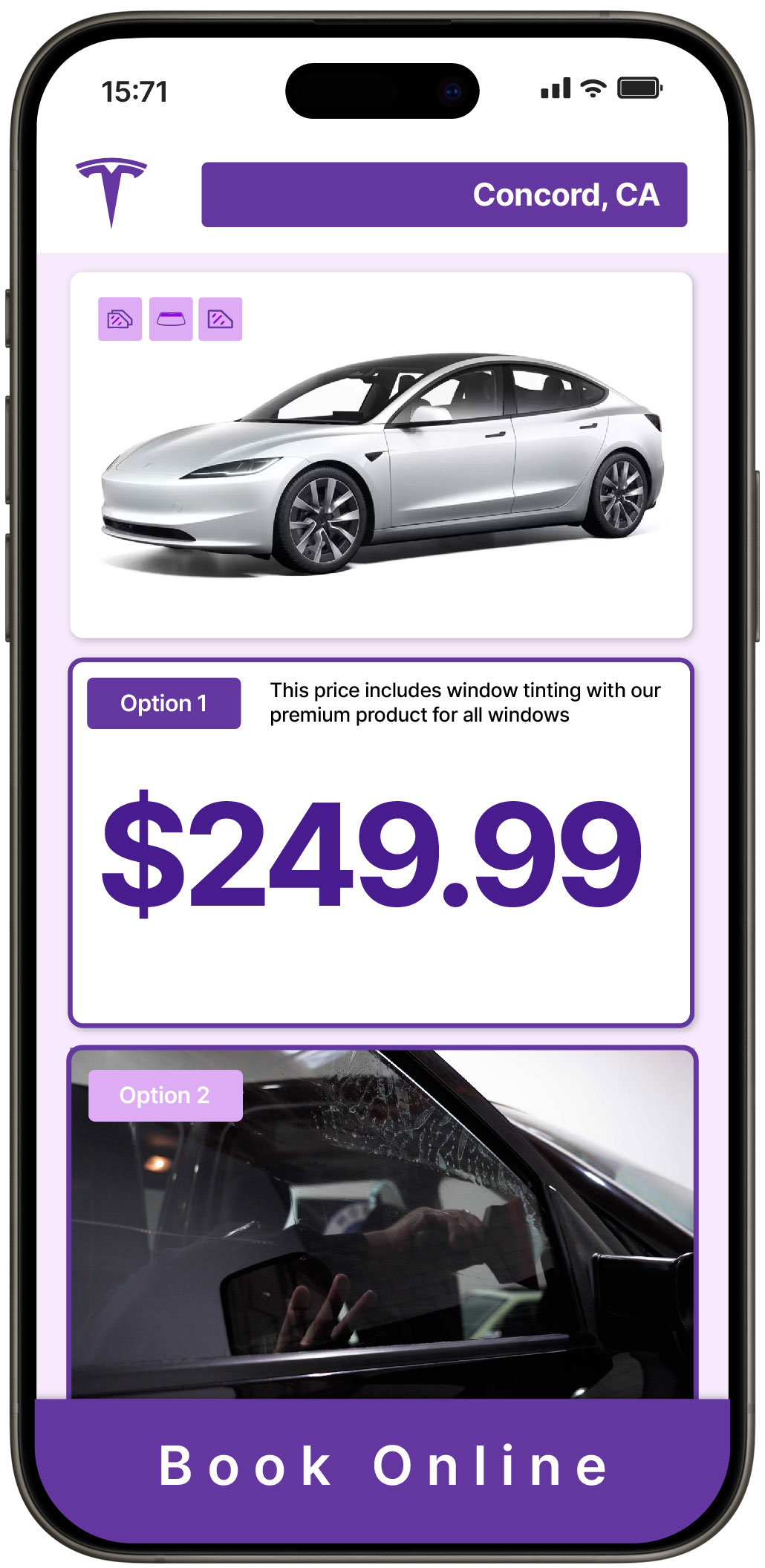 View Affordable Tesla Window Tinting Prices in Concord, California