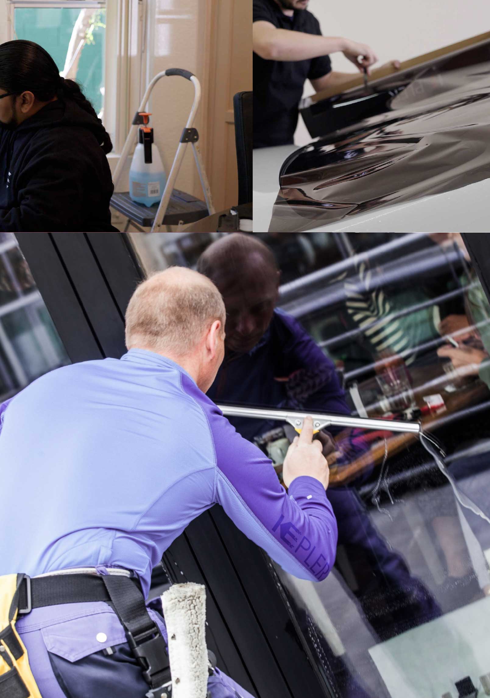 Kepler Expert Applying Anti-Graffiti Window Film to a Whittier Shop Front