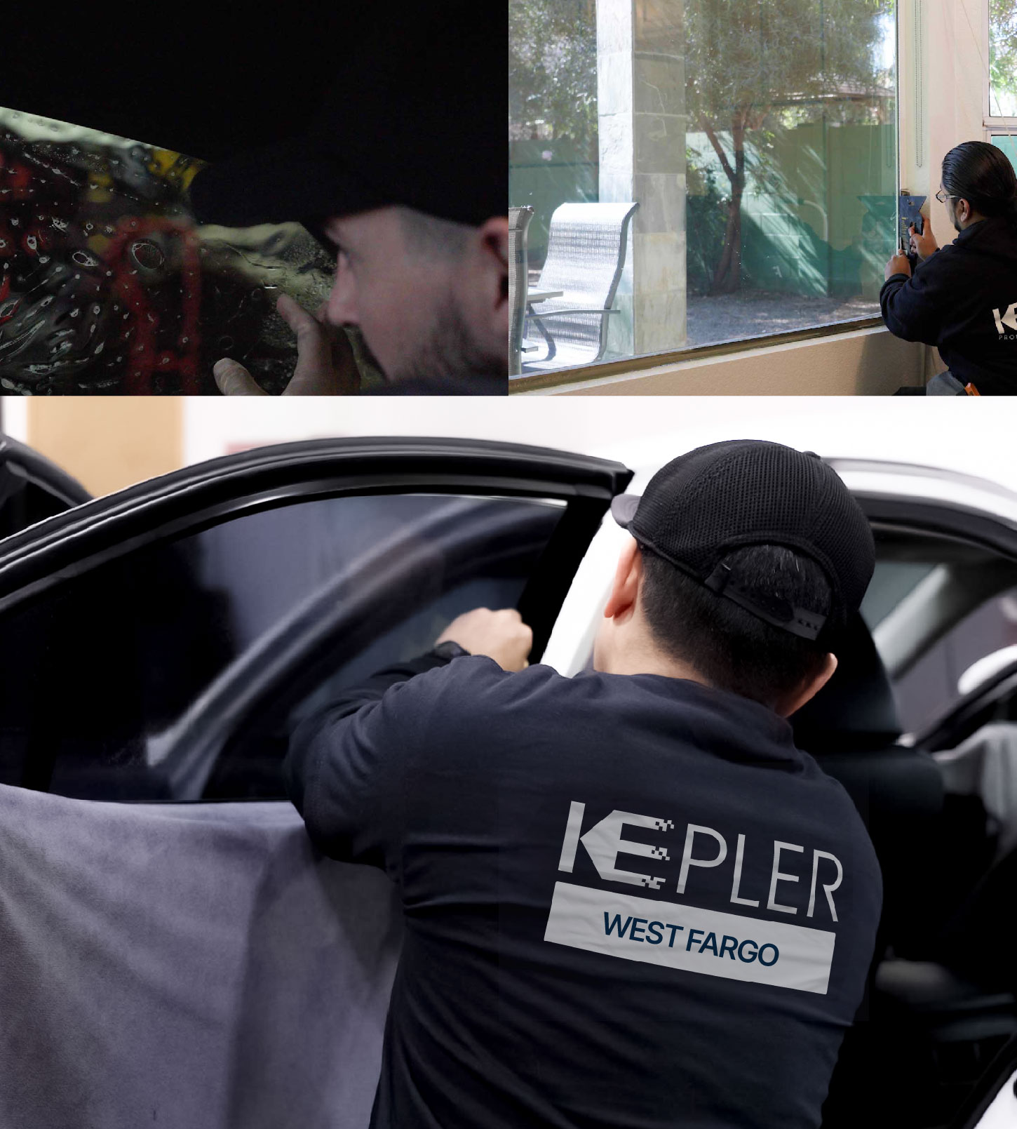 Automotive Window Tinting Expert Applying Film in West Fargo, North Dakota