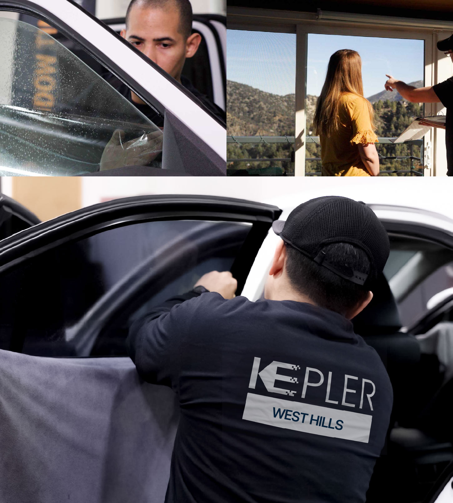 Automotive Window Tinting Expert Applying Film in West Hills, California