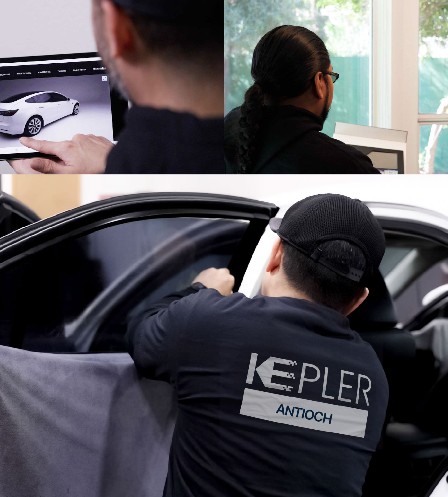 Automotive Window Tinting Expert Applying Film in Antioch, California
