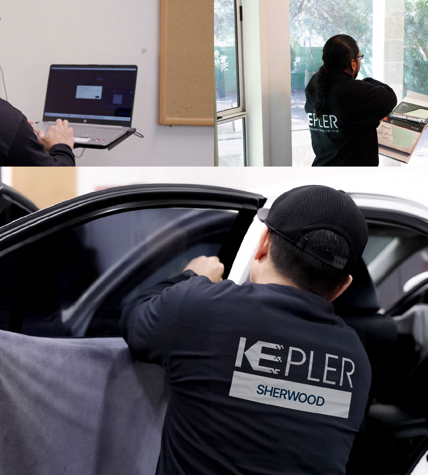 Automotive Window Tinting Expert Applying Film in Sherwood, Arkansas