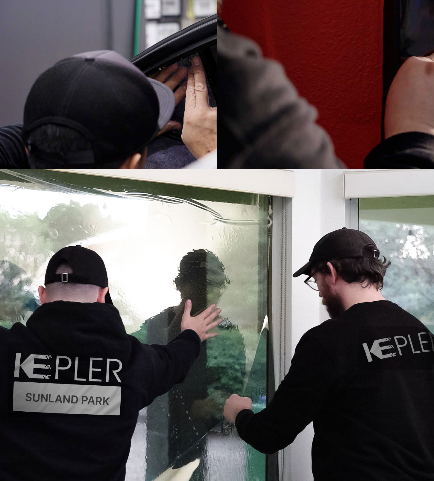 Kepler Technician Applying Ceramic Window Tint to Home in Sunland Park
