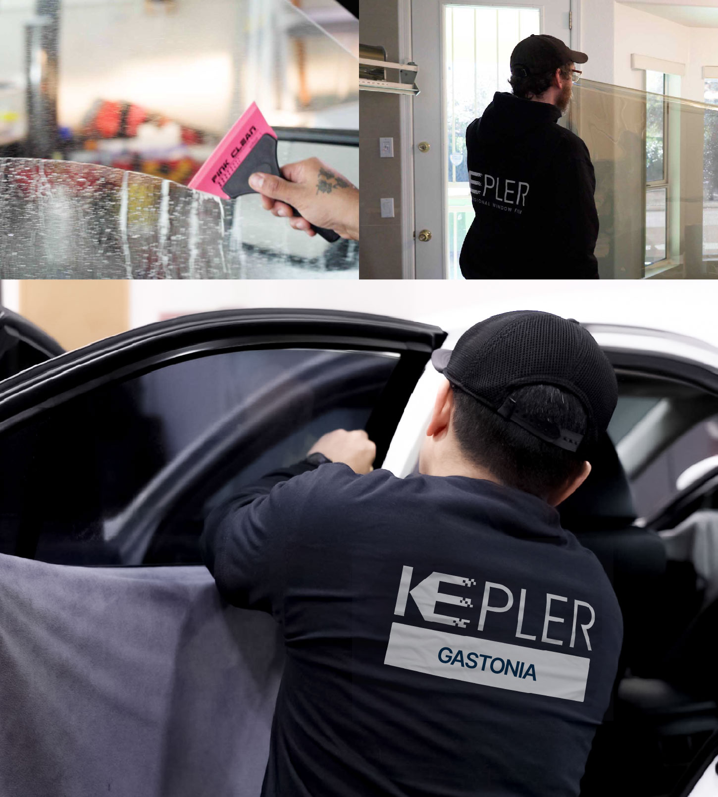 Automotive Window Tinting Expert Applying Film in Gastonia, North Carolina