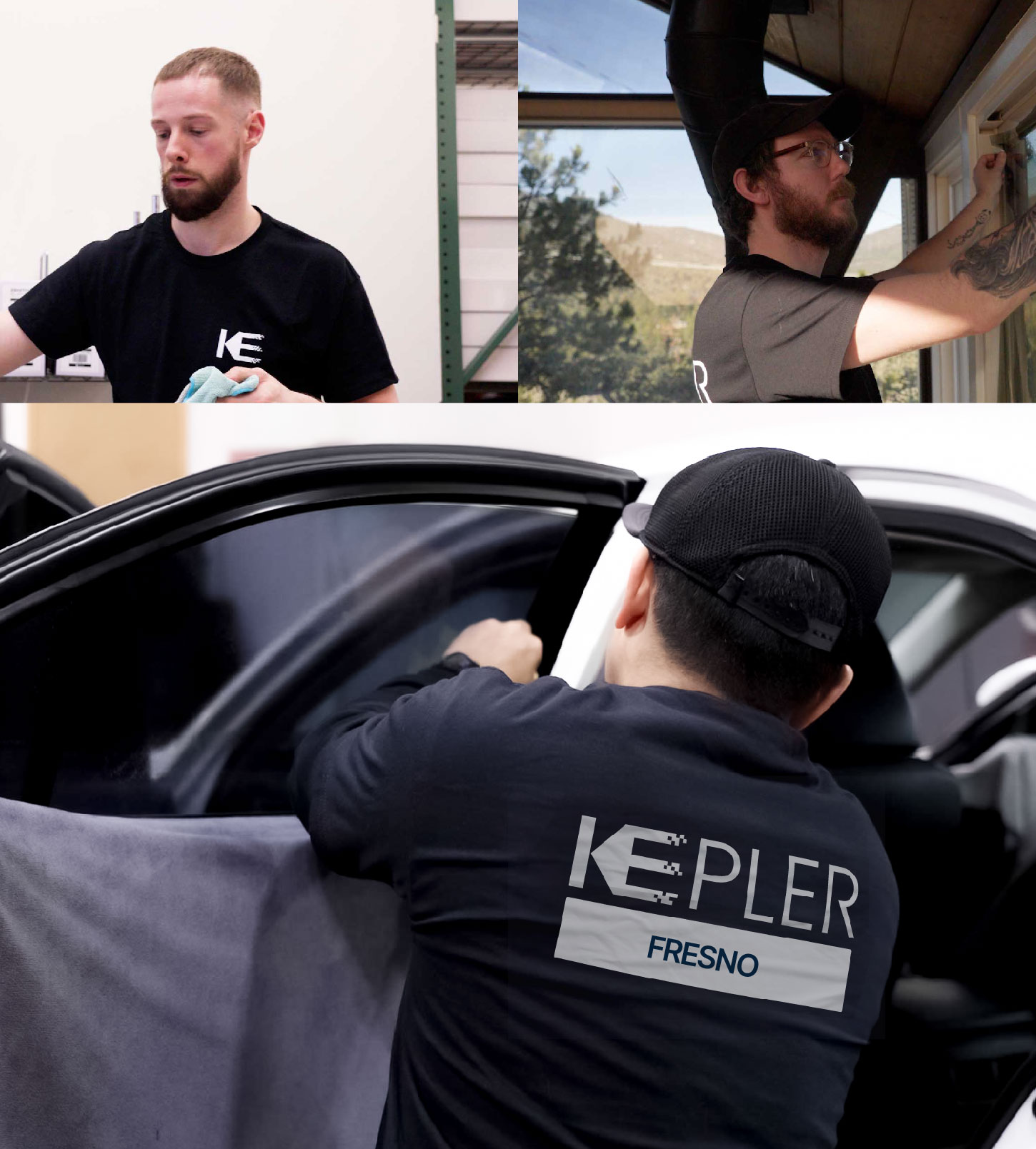 Automotive Window Tinting Expert Applying Film in Fresno, Texas
