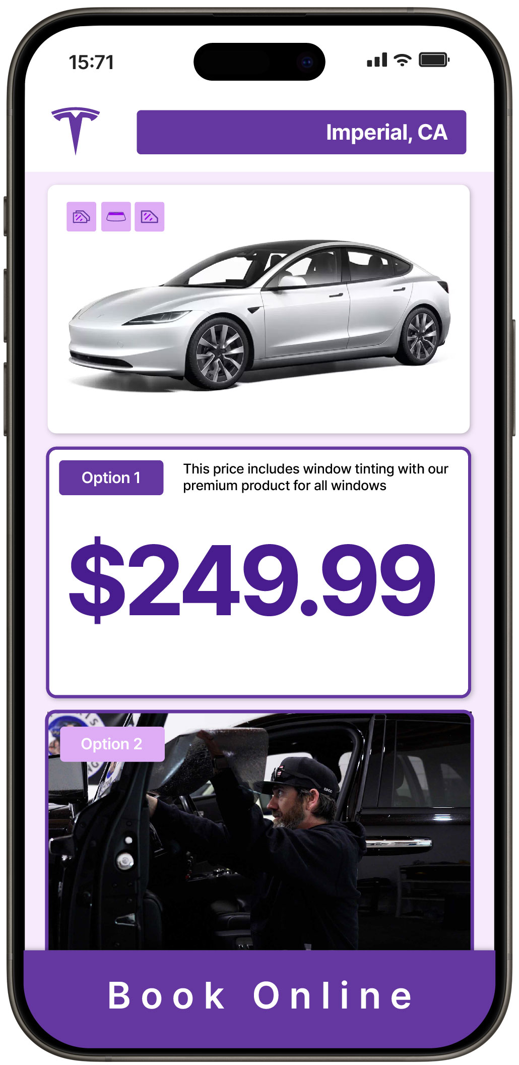 View Competitive Tesla Window Tinting Rates in Imperial, California