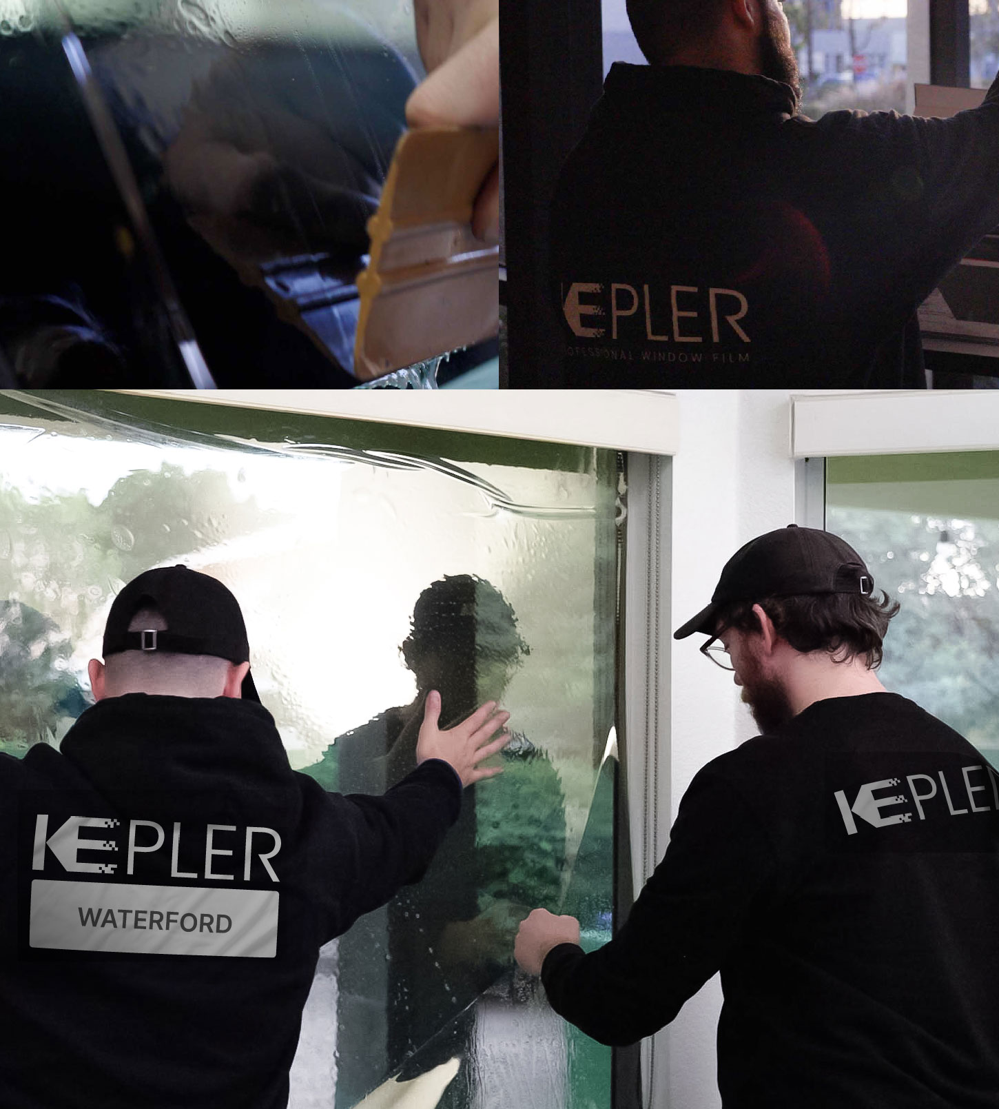 Expert Technician Fitting High-tech Window Tint to Home in Waterford