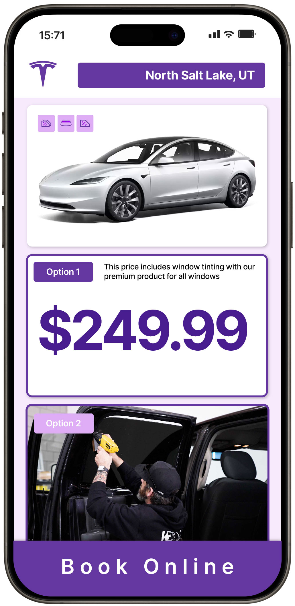 View Reasonable Tesla Window Tinting Rates in North Salt Lake, Utah