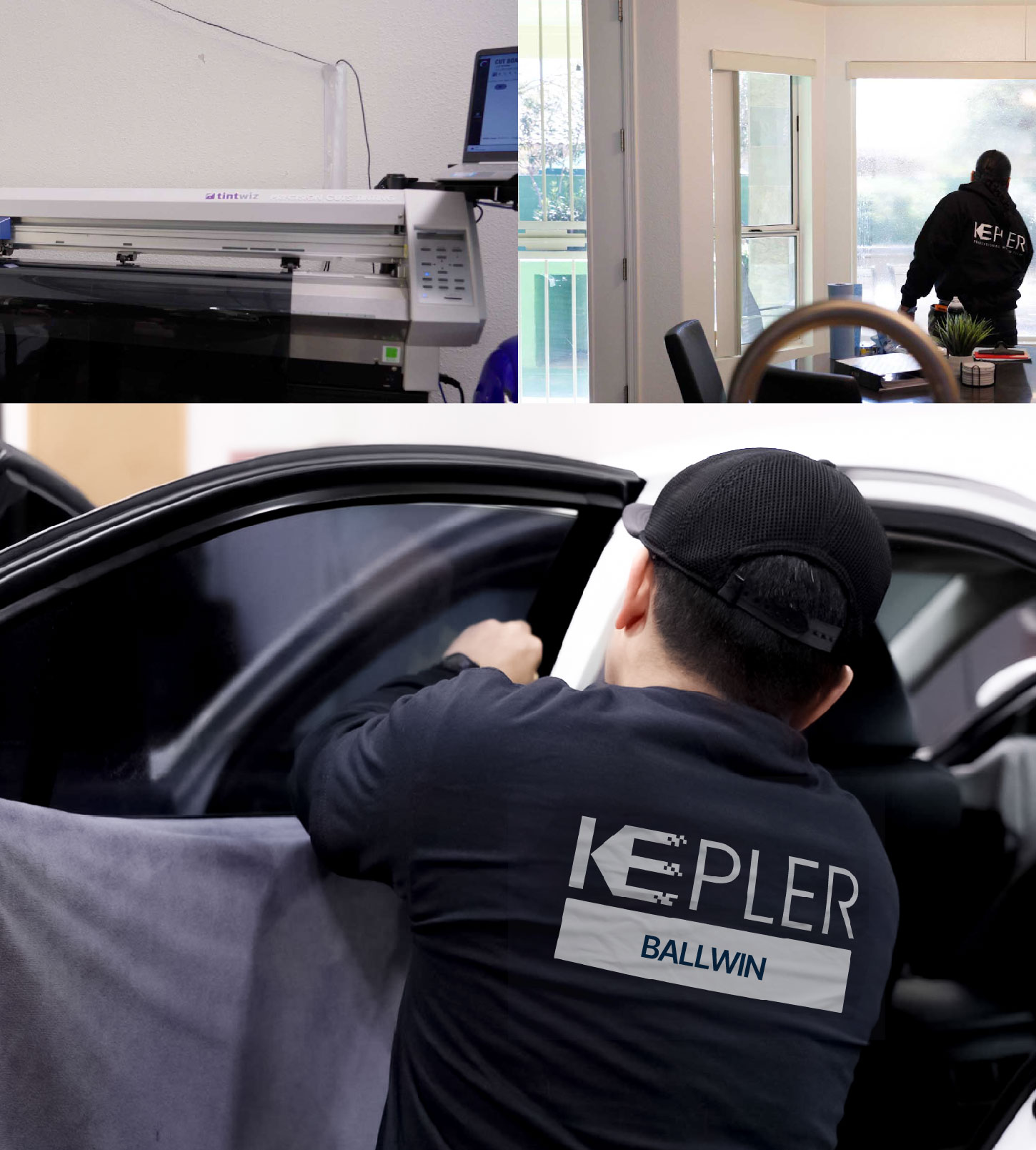 Automotive Window Tinting Expert Applying Film in Ballwin, Missouri