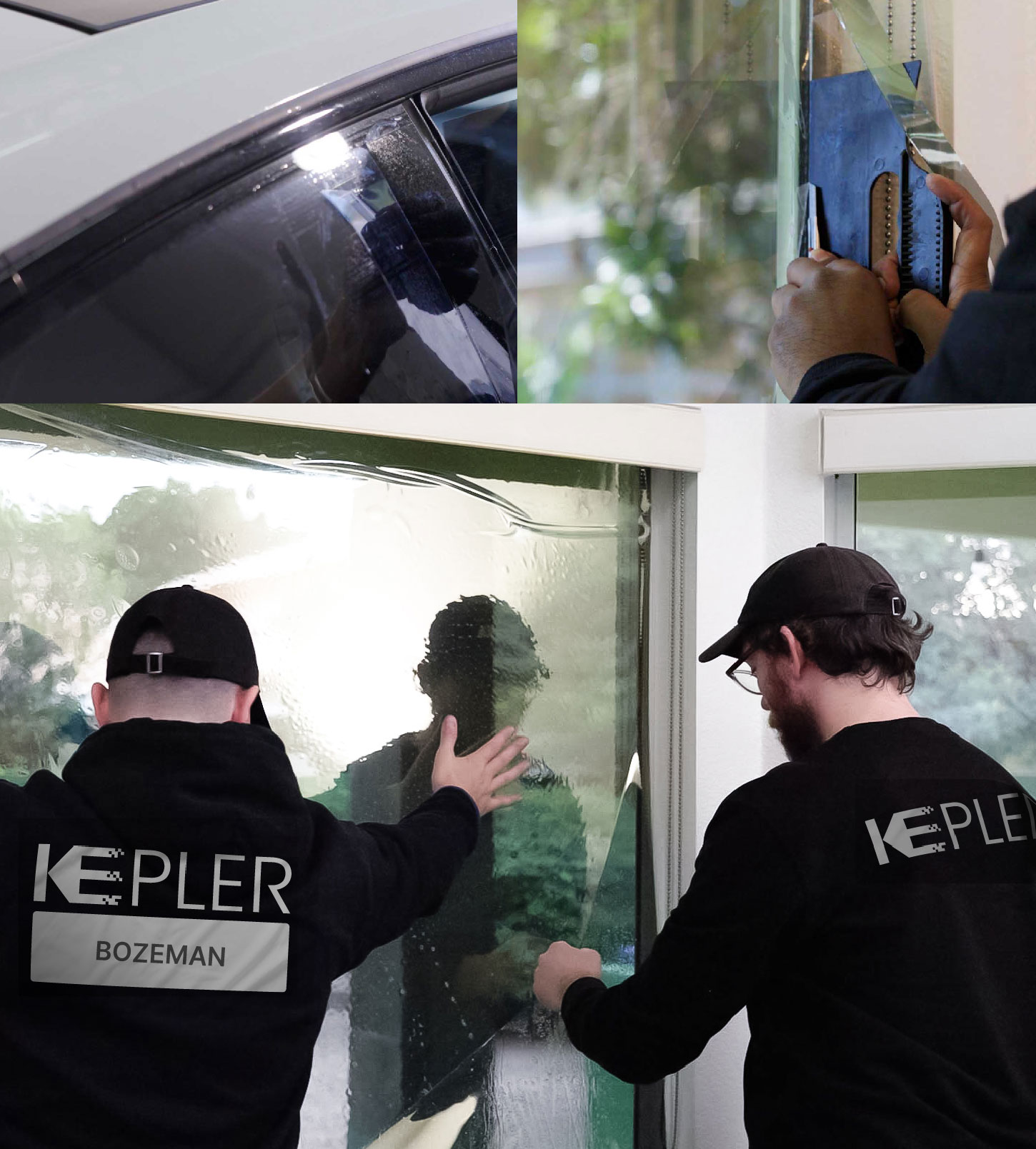 Expert Technician Installing Advanced Window Tint to Home in Bozeman