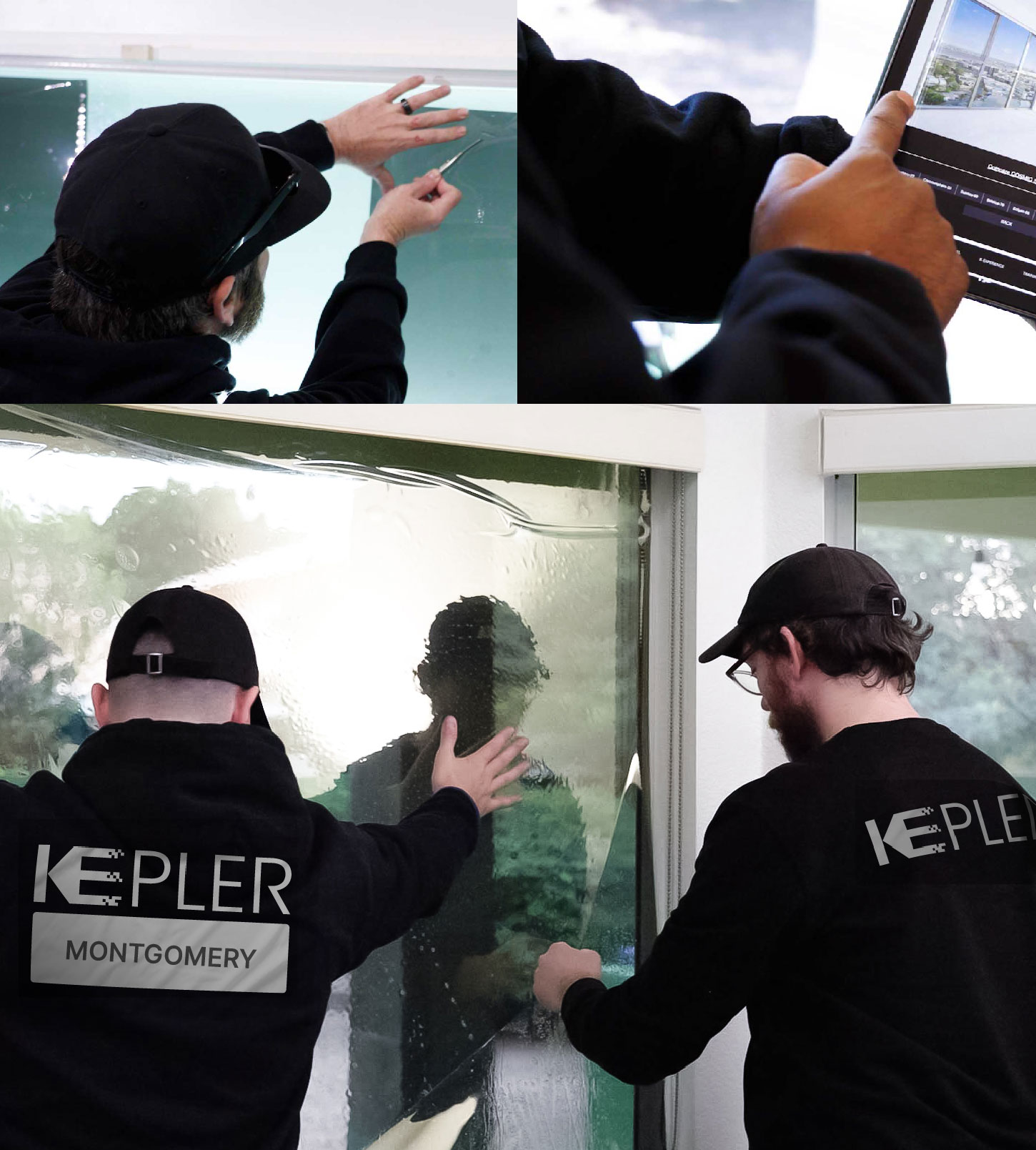Kepler Technician Applying Ceramic Window Tint to Home in Montgomery