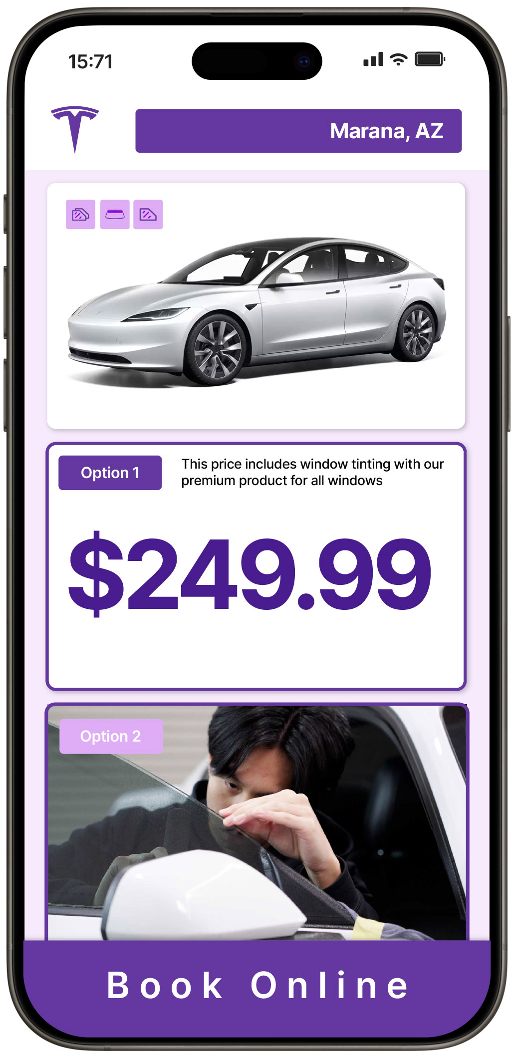 View Reasonable Tesla Window Tinting Prices in Marana, Arizona