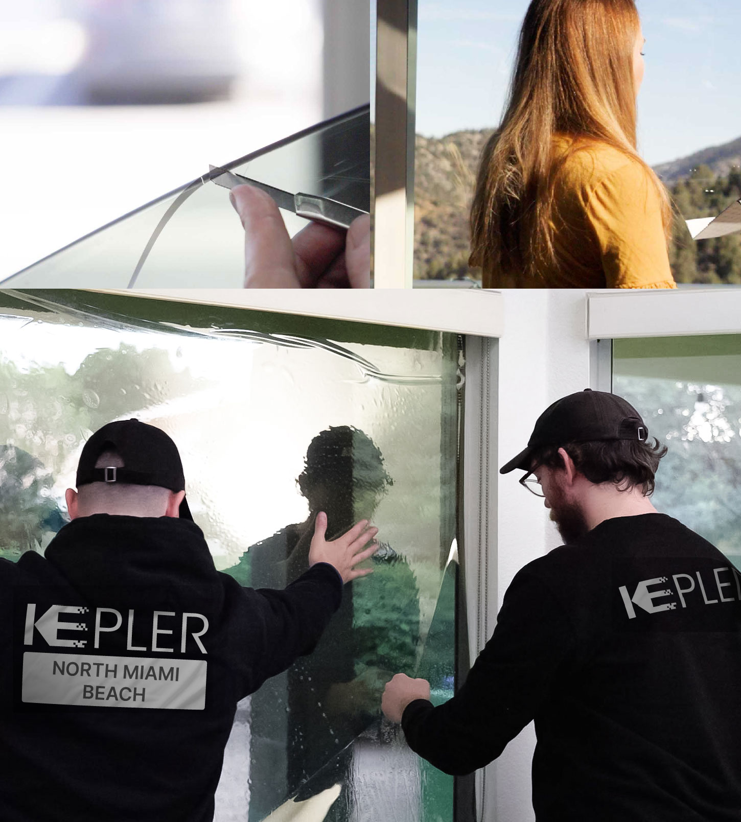 Expert Technician Installing Advanced Window Tint to Home in North Miami Beach