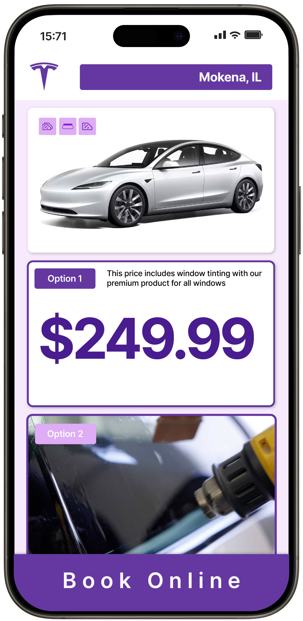 View Competitive Tesla Window Tinting Rates in Mokena, Illinois