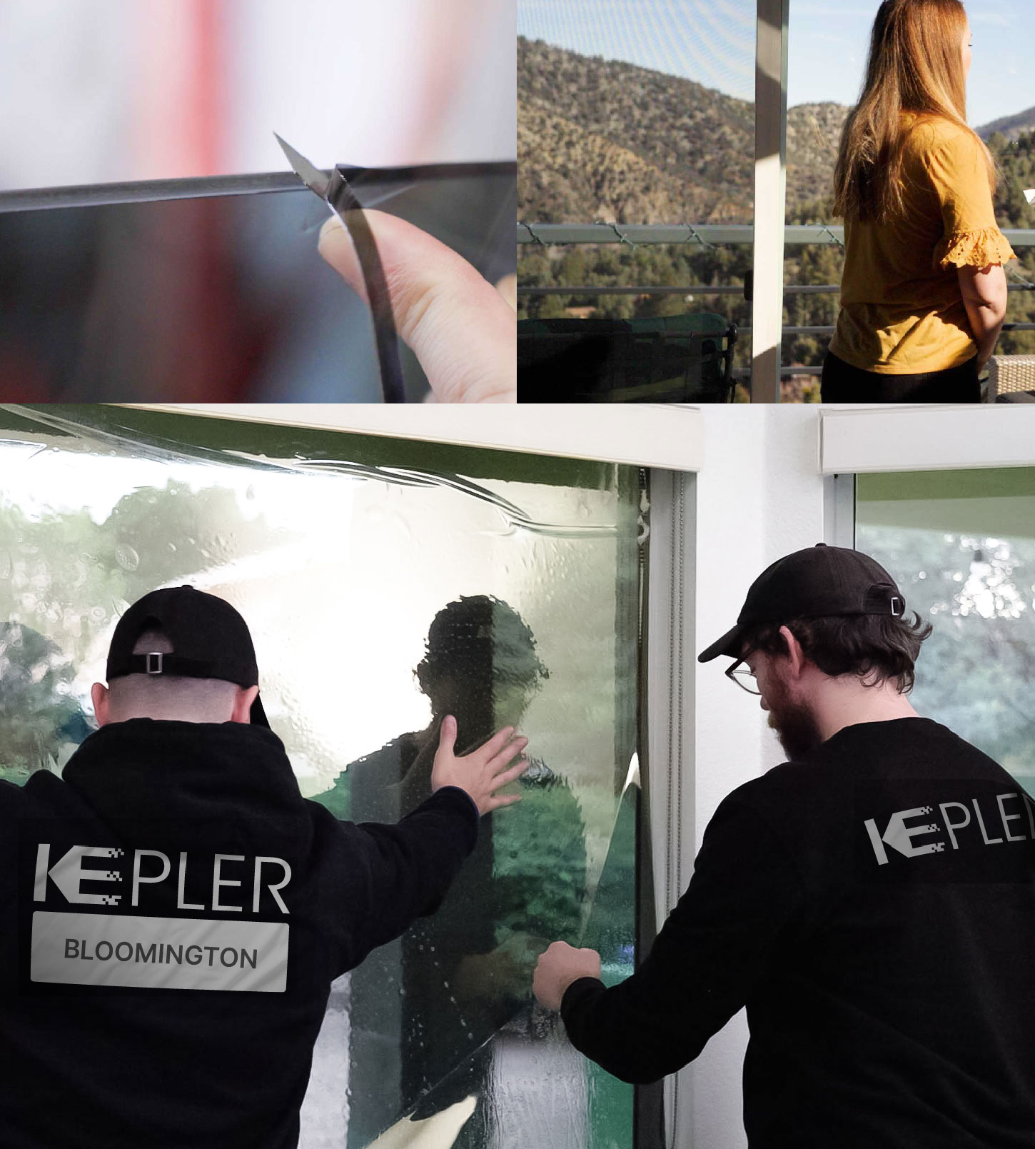 Kepler Technician Applying Advanced Window Tint to Home in Bloomington
