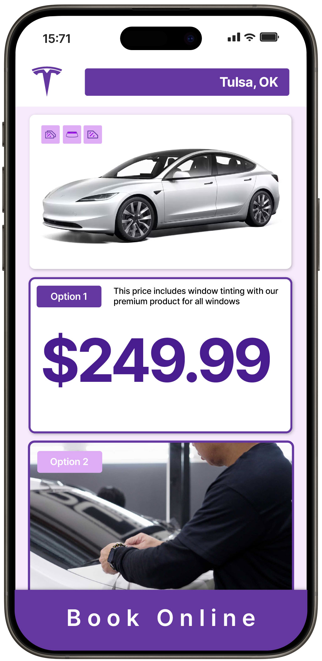 View Competitive Tesla Window Tinting Prices in Tulsa, Oklahoma
