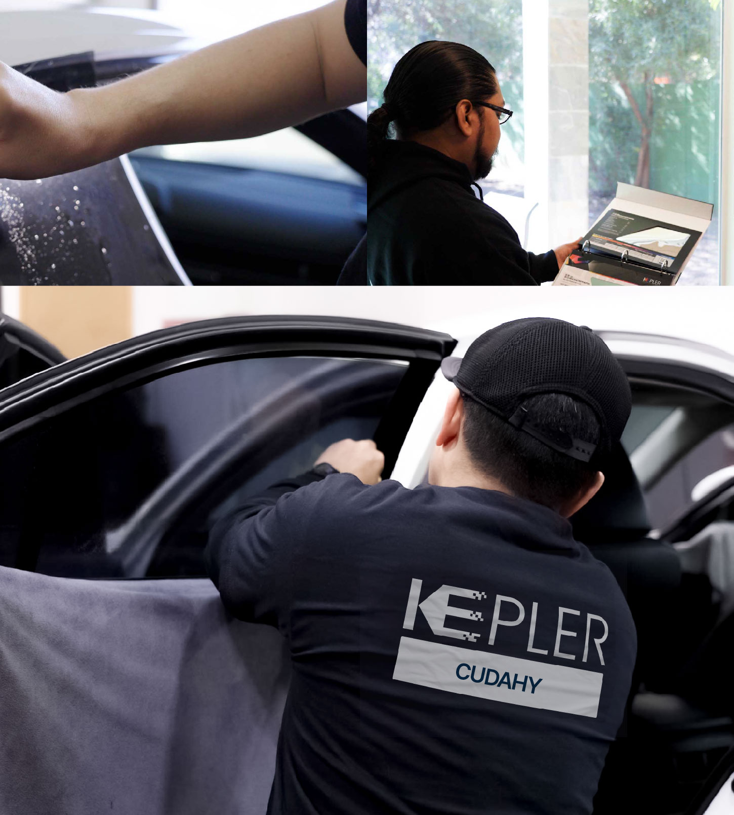 Automotive Window Tinting Expert Applying Film in Cudahy, Wisconsin