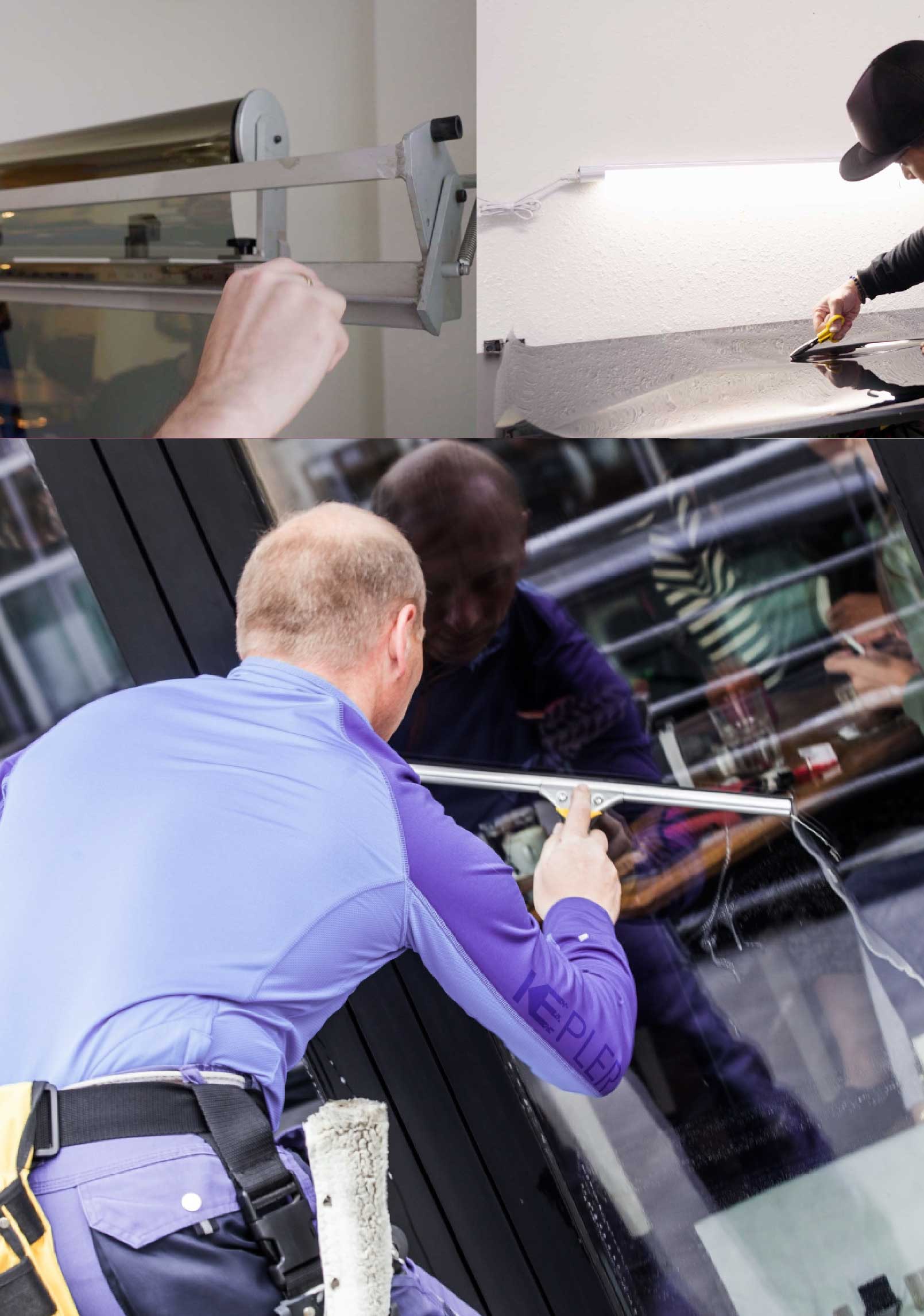 Kepler Professional Applying Anti-Graffiti Window Film to a Fernley Shop Front