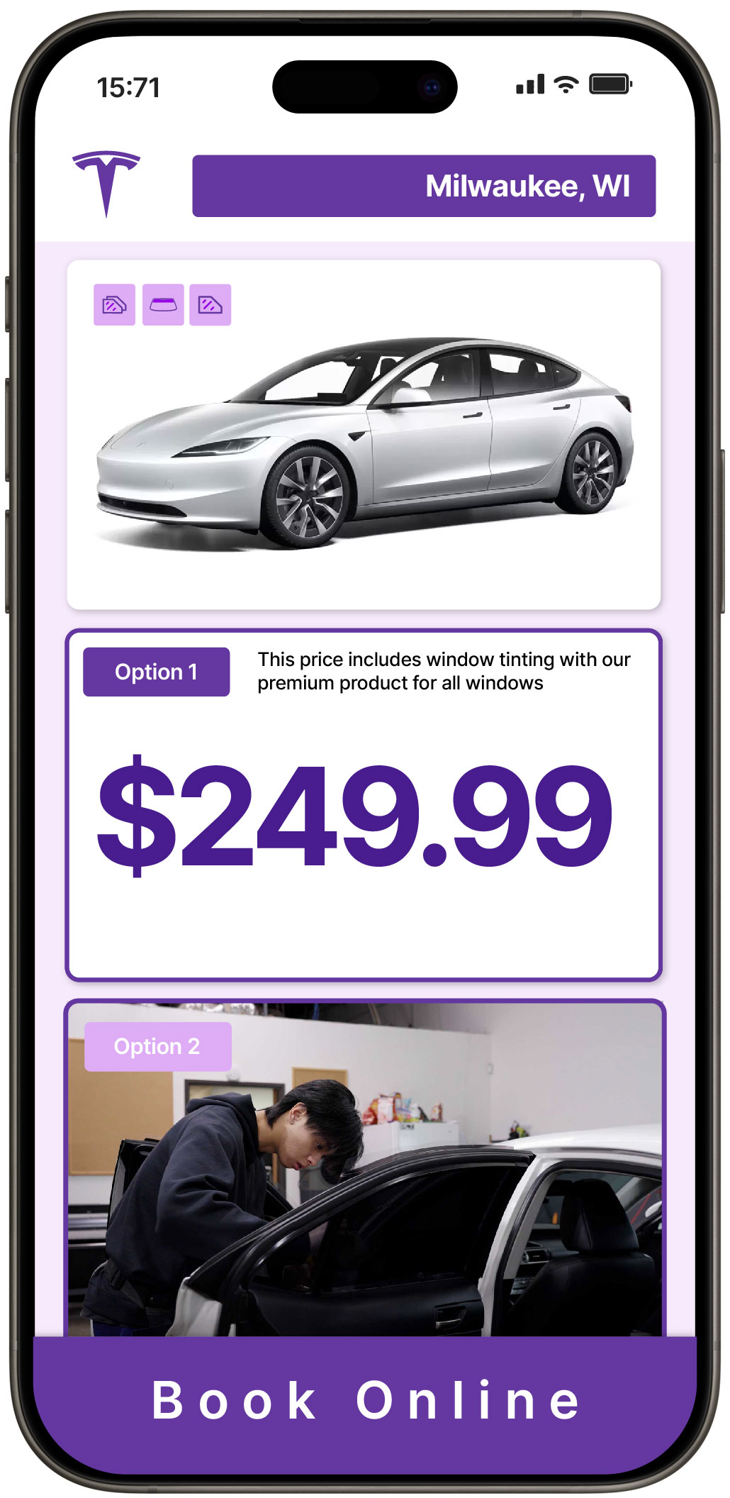 View Reasonable Tesla Window Tinting Prices in Milwaukee, Wisconsin