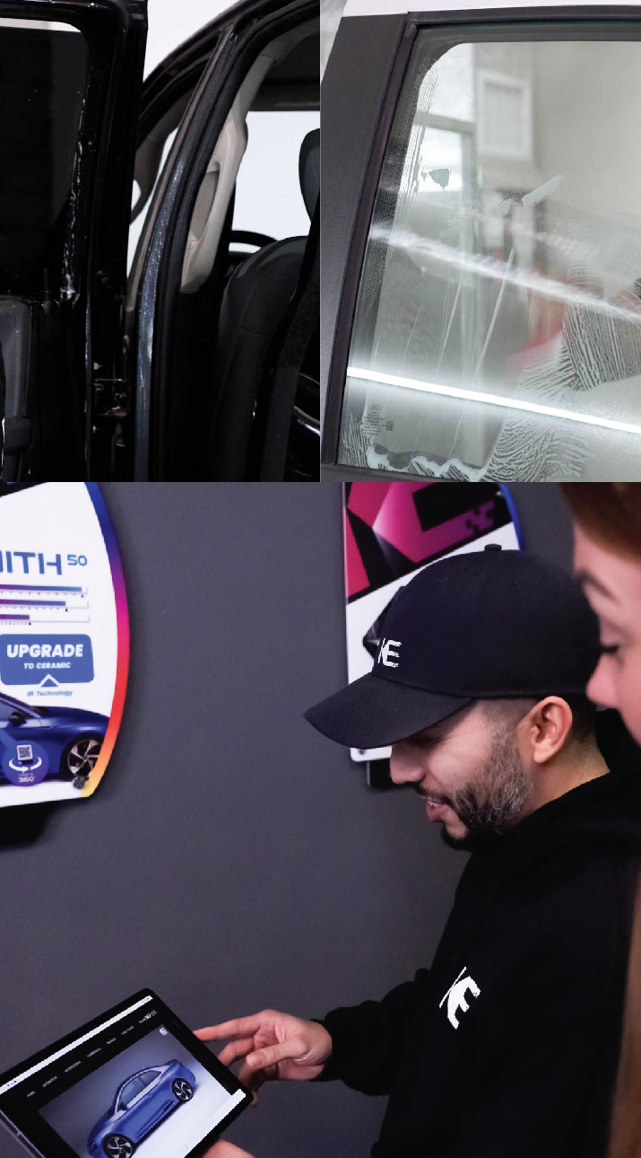 Kepler Dealer Showing Car Window Film Options to Customer in Burlingame, California