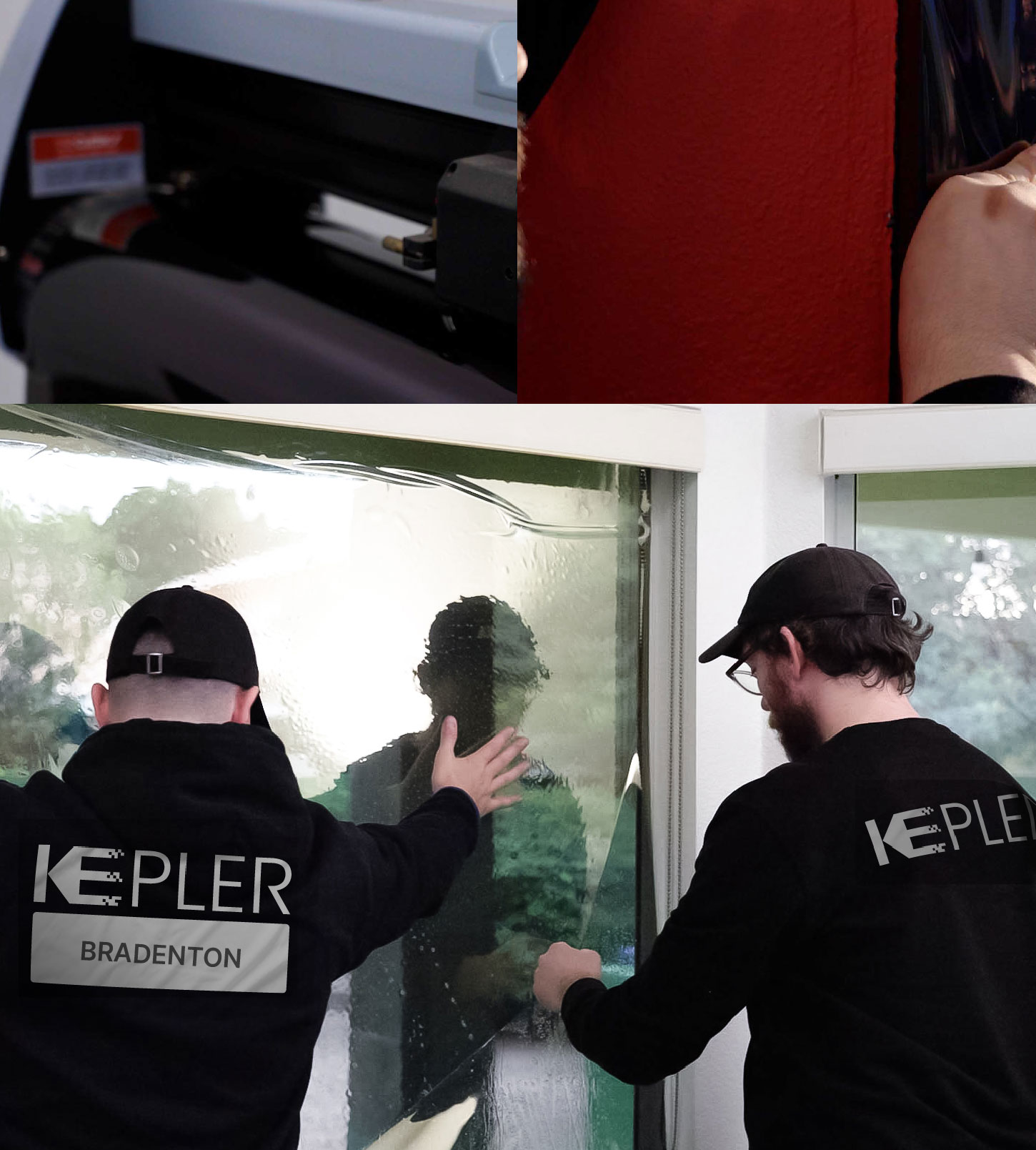 Expert Technician Installing Ceramic Window Tint to Home in Bradenton