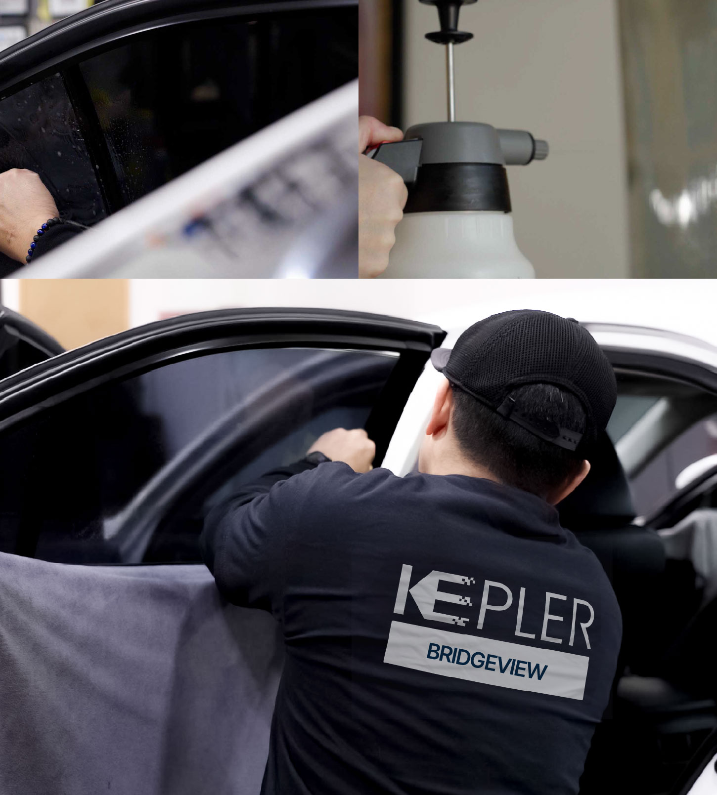Automotive Window Tinting Expert Applying Film in Bridgeview, Illinois