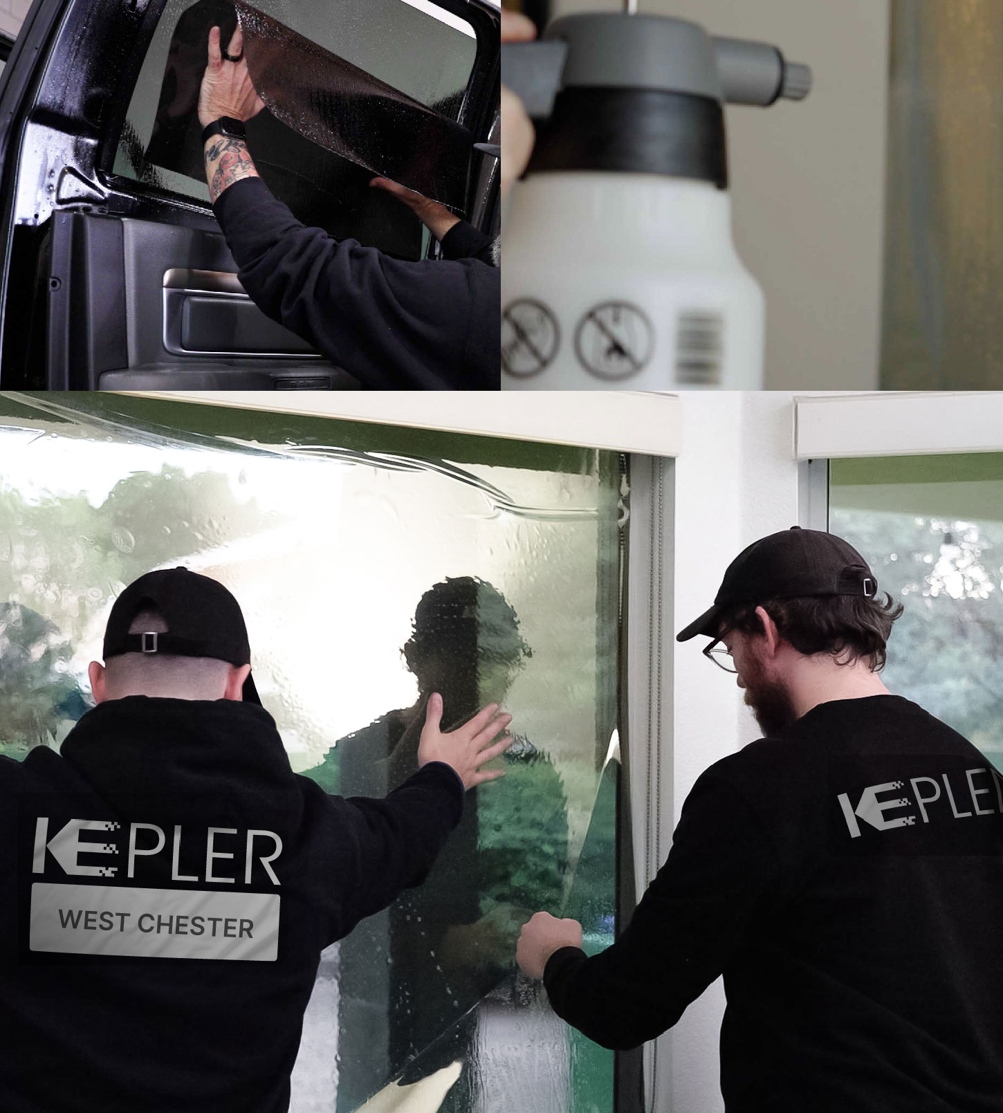 Kepler Technician Applying Ceramic Window Tint to Home in West Chester