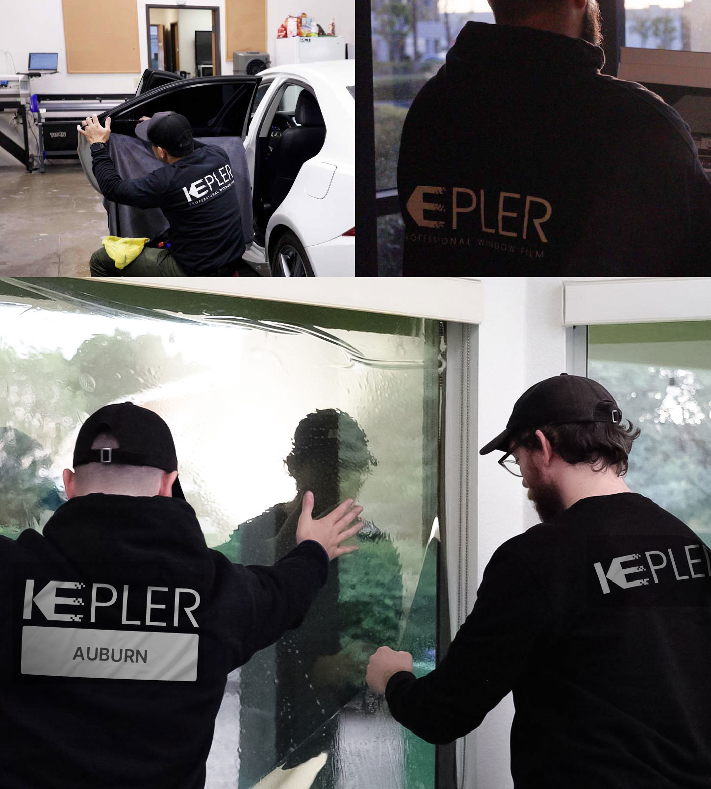 Kepler Technician Installing Advanced Window Tint to Home in Auburn