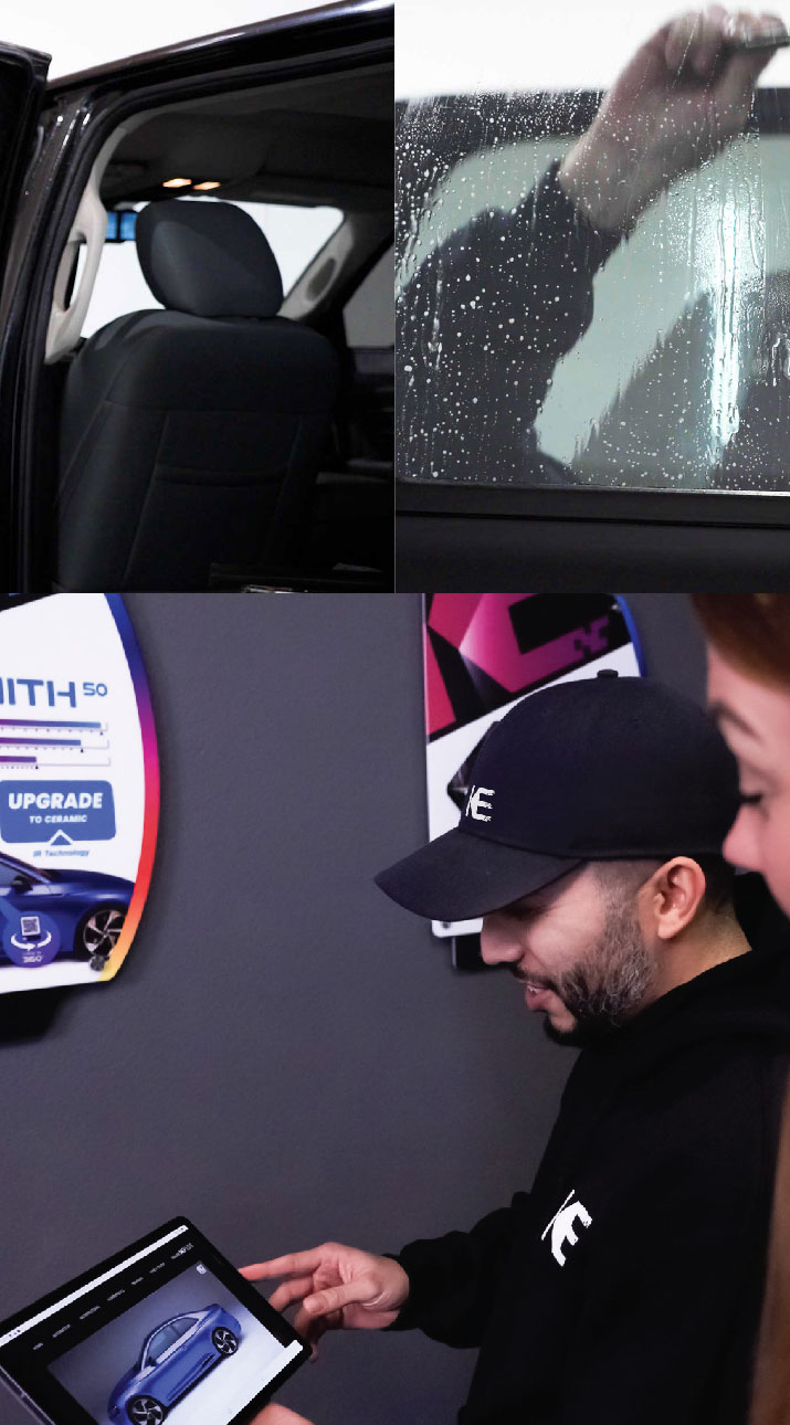 Kepler Dealer Showing Car Window Film Options to Customer in Wellington, Florida