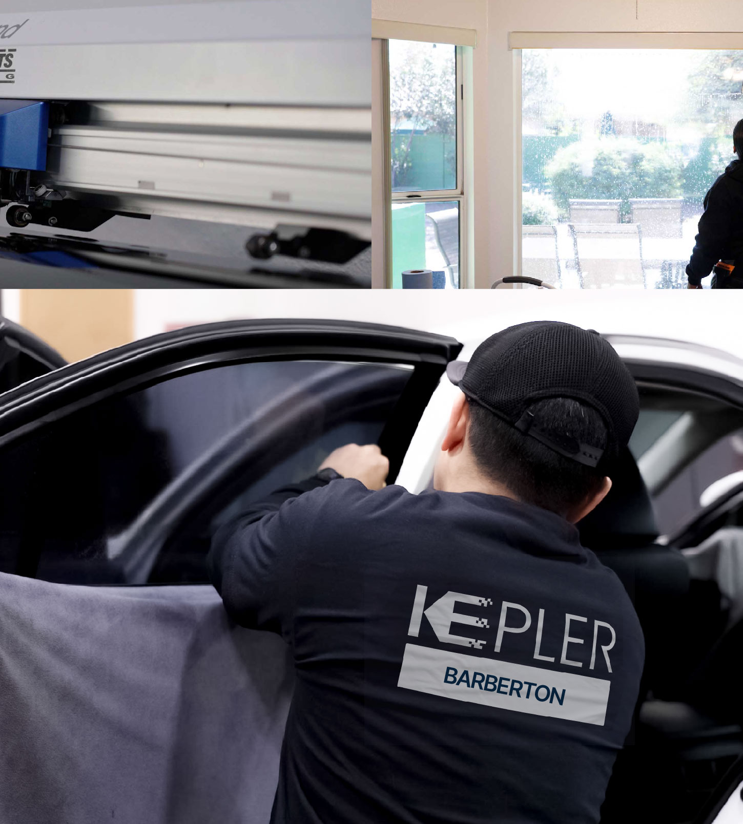 Automotive Window Tinting Expert Applying Film in Barberton, Ohio