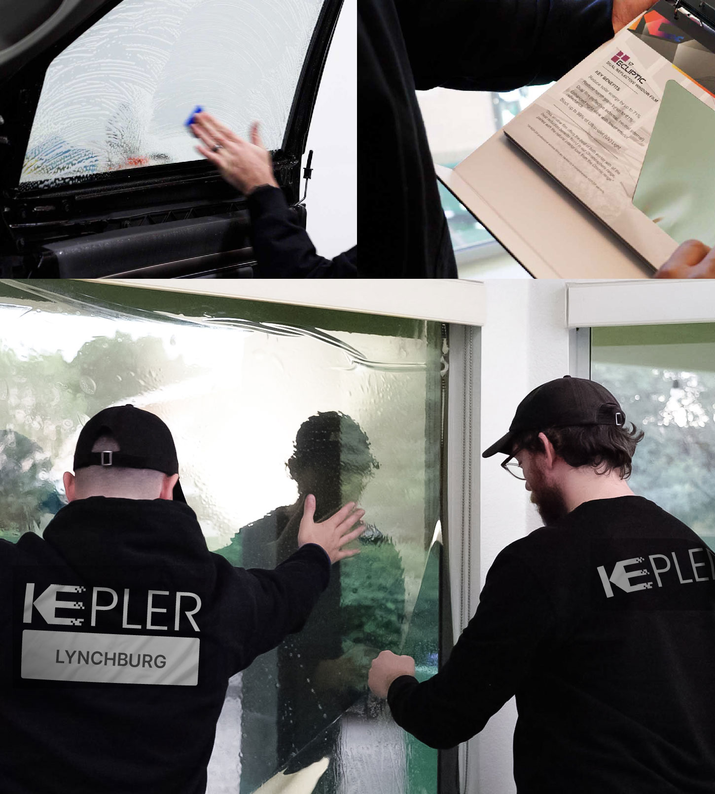 Kepler Technician Installing Ceramic Window Tint to Home in Lynchburg