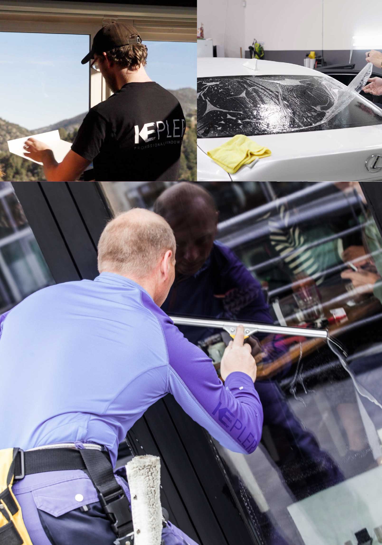 Kepler Skilled Applying Anti-Graffiti Window Film to a Safety Harbor Shop Front
